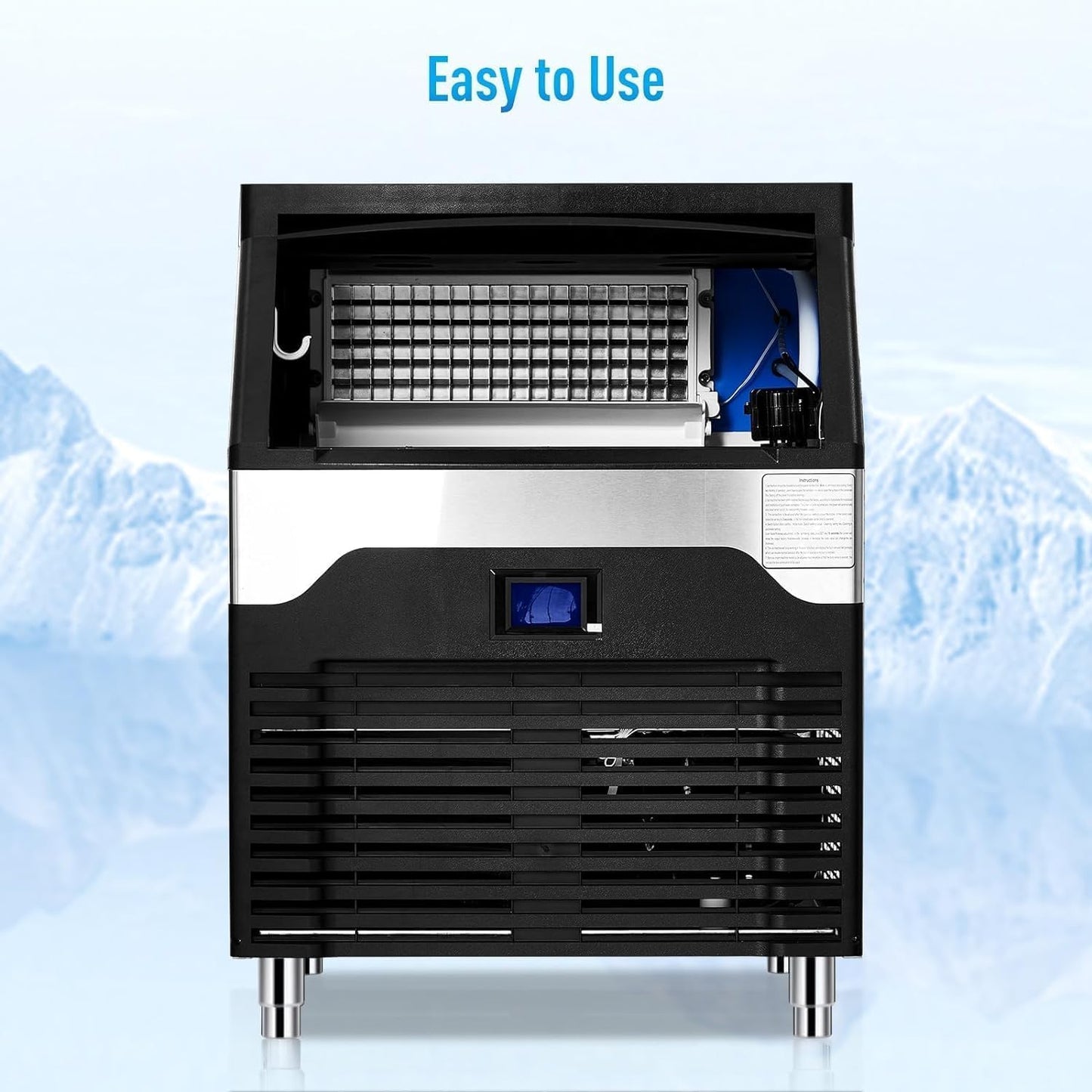Commercial Ice Maker Machine, 260LBS/24h Stainless Steel Under Counter Ice Machine with 150LBS Ice Storage Capacity Freestanding Ice Machine