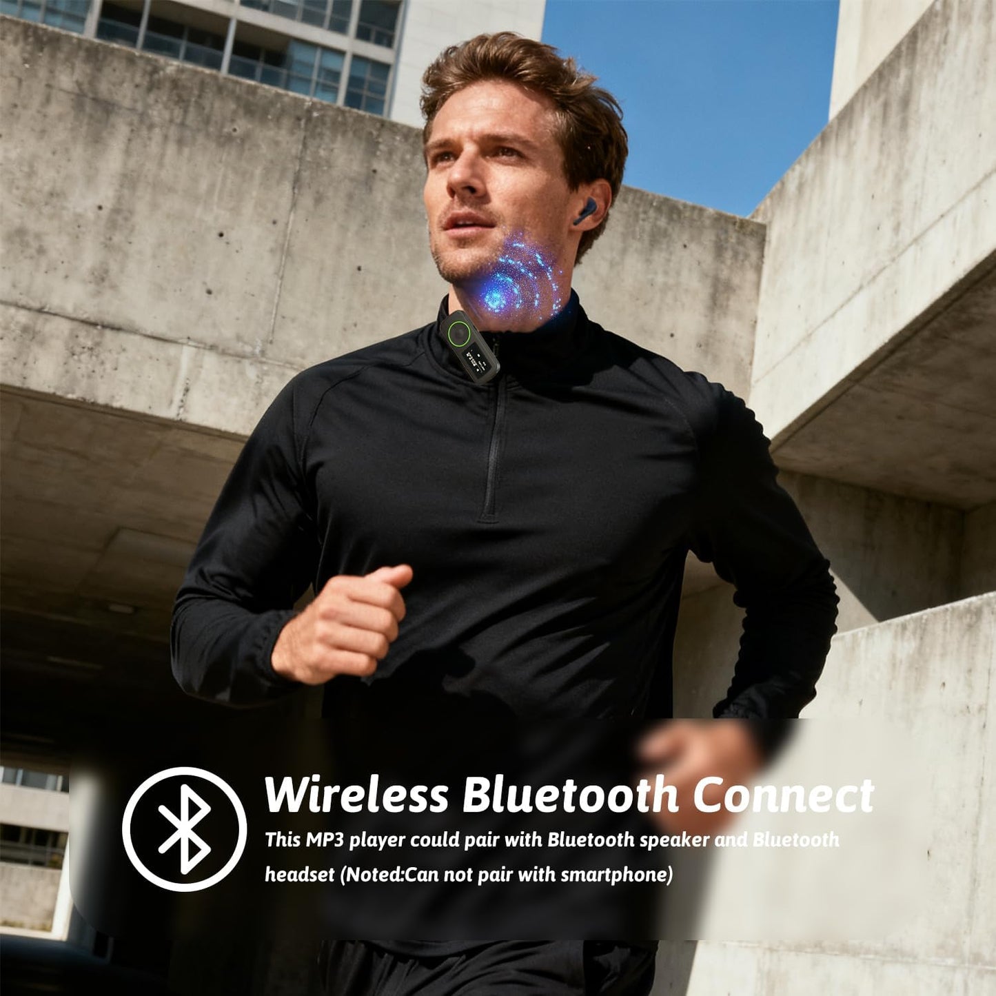 wiwoo 64GB MP3 MP3 Sport Clip on Player with Bluetooth- Superlight Mini Player with FM Radio,Recorder,MicroSD