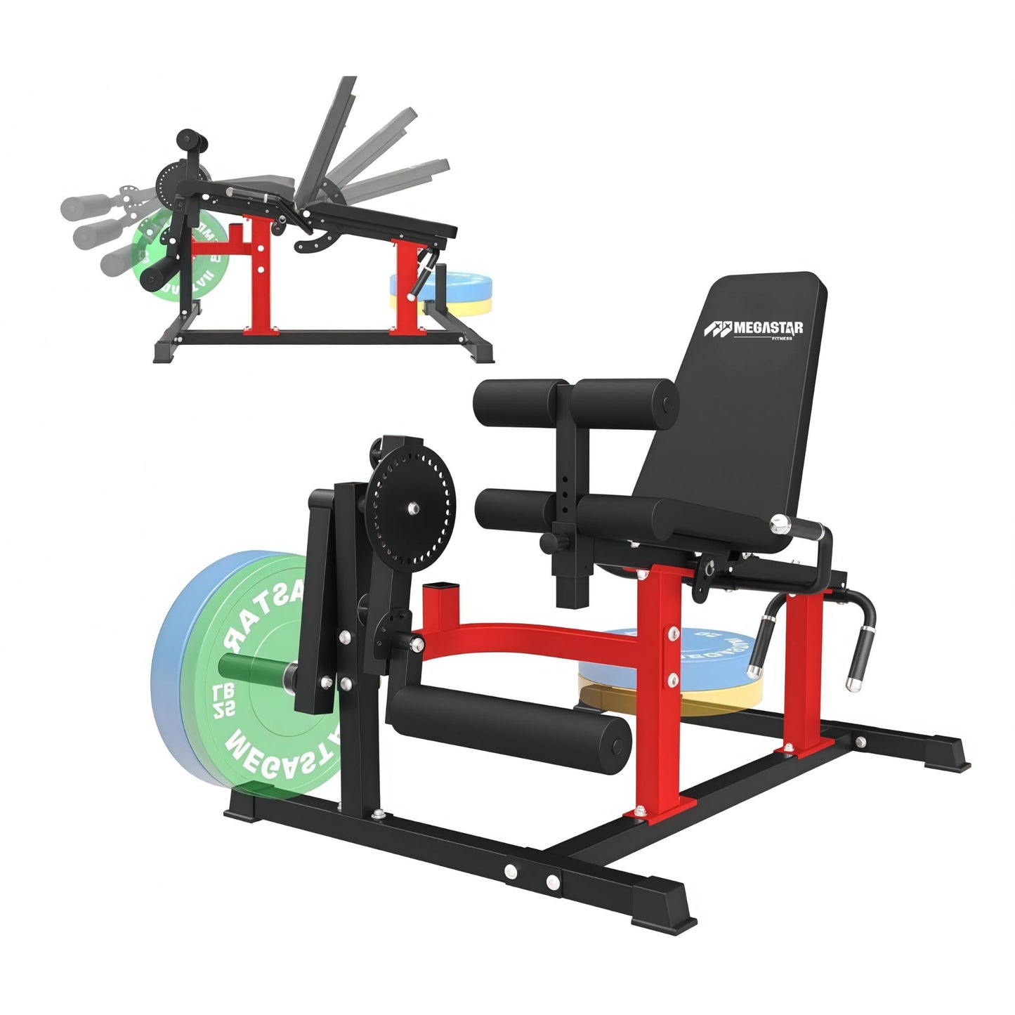 Leg Extension and Curl Machine, 3-in-1 Leg Machine with Adjustable Back, 800LB Capacity Leg Workout Equipment with Leg Holder for Small Spaces