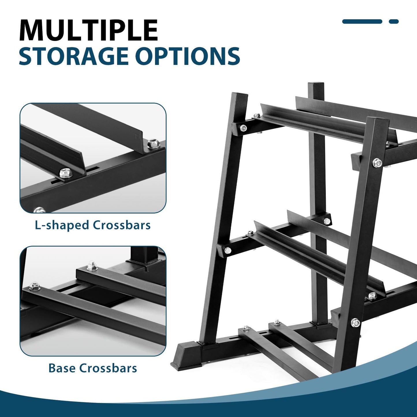 Bongkim Dumbbell Rack, Weight Rack for Home Gym, 3 Tier Weight Plate Rack for Dumbbells and Kettlebells, Dumbbells Weights Rack for Home 1100LBS