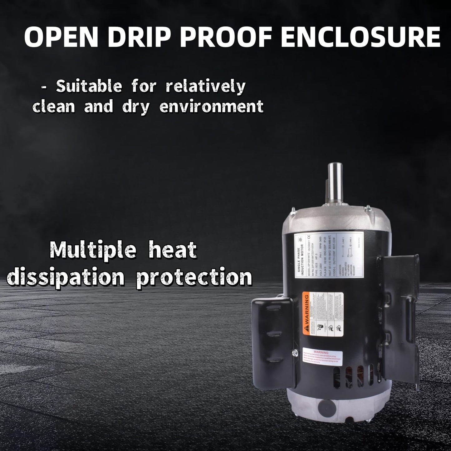 54421193 5HP Air Compressor Motor Replacement for Ingersoll Rand, Single Phase, 184T Frame, Open Drip Proof Enclosure, 5Hp Output, 3450RPM, 60Hz, 208-230V, 23378805 Mixizap