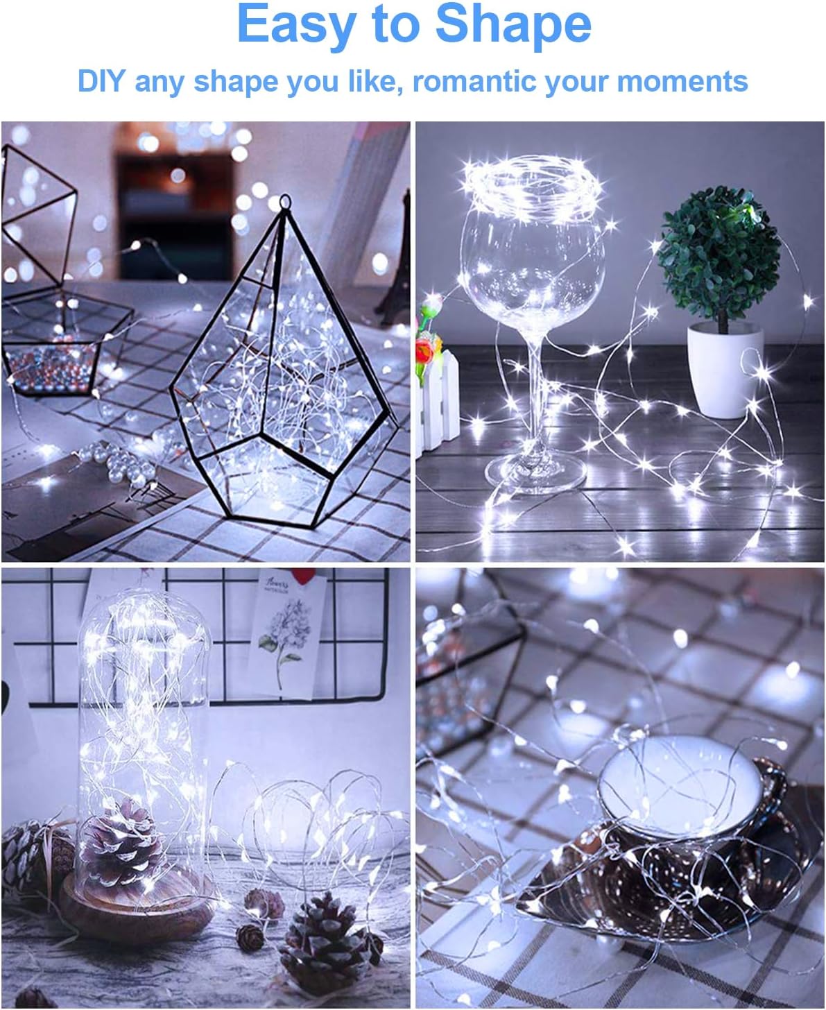 Skiennix 20 Pack Fairy Lights - Battery Operated 3.3ft LED Mini String Lights for Weddings & Parties | Warm & Cool White