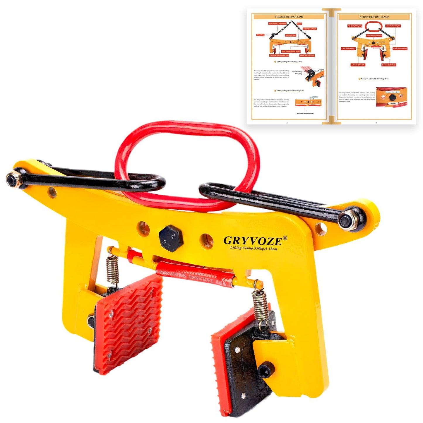 GRYVOZE Granite Slab Lifting Clamp 770 lbs, 1.6"-7.1" Lifting Clamps Heavy Duty, X-Shaped Stone Carrying Clamps, Granite Slab Lifter, Scissor Clamp Lifting, Stone Slab Clamps for Granite