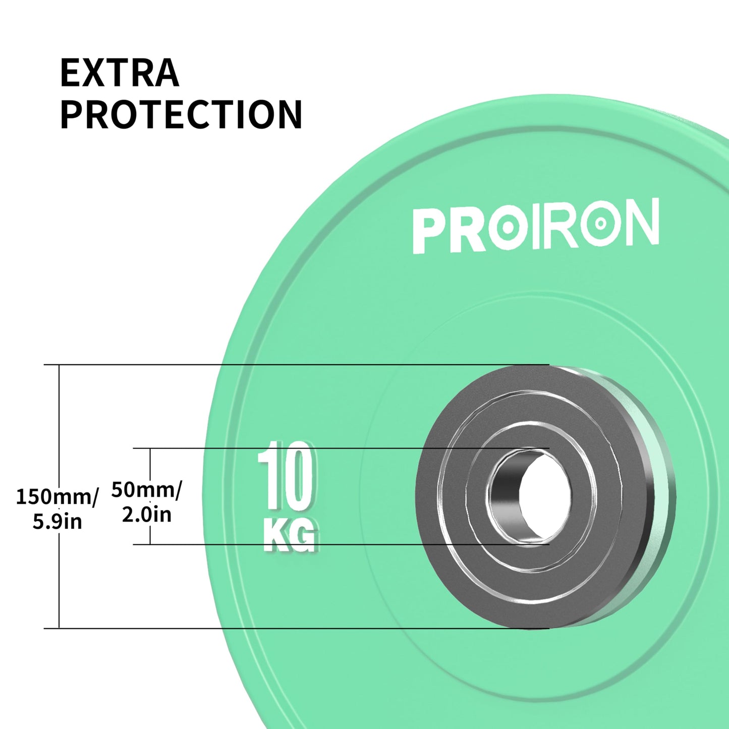 PROIRON Olympic Rubber Bumper Plates,Floor Protective Weight Plates,2" Solid Weight Plates for Barbell Strength Training and Weight Lifting,Less Impact, Absorb Bounce & Shock,5KG(11LB)/10KG(22LB)/15KG(33LB)/20KG(44LB),Single or Pair