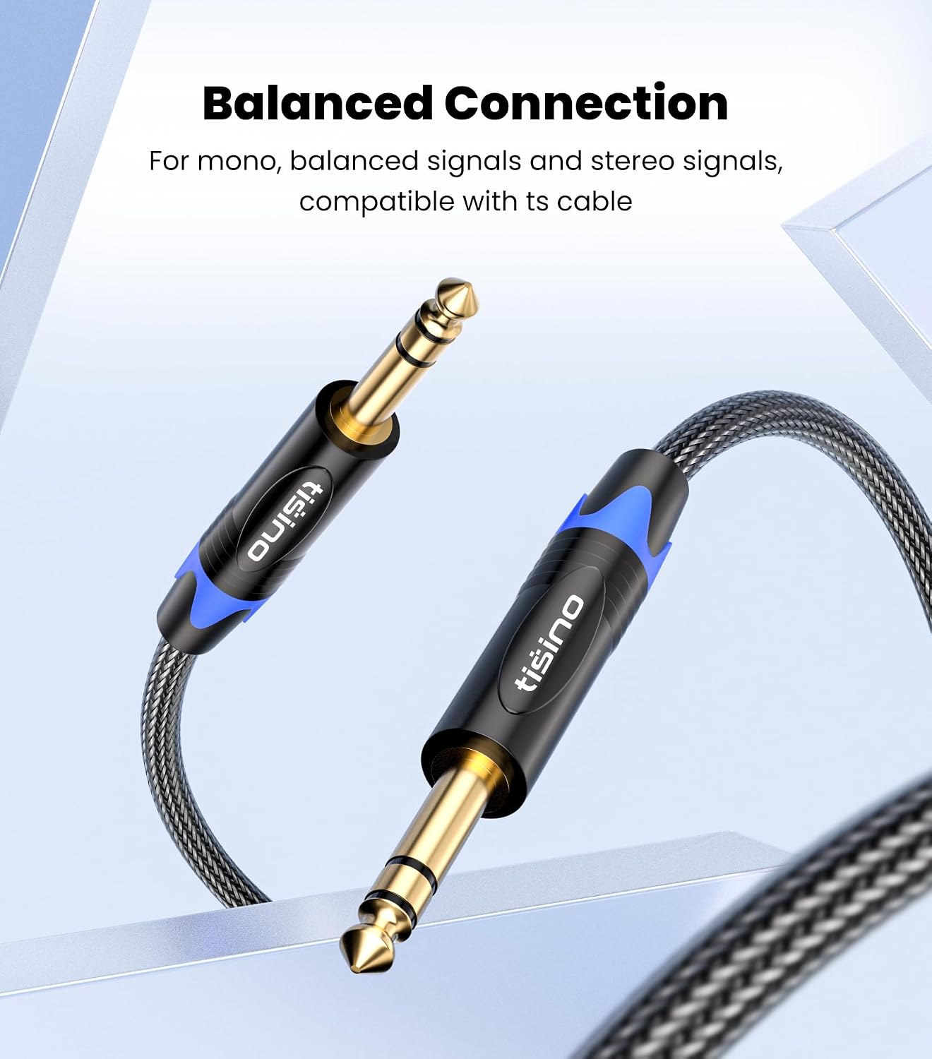 1/4 inch inch 1/4 3 Tisino TRS Cable, Quarter TRS Balanced Stereo Audio Cable Male to Male Pro Interconnect Cable