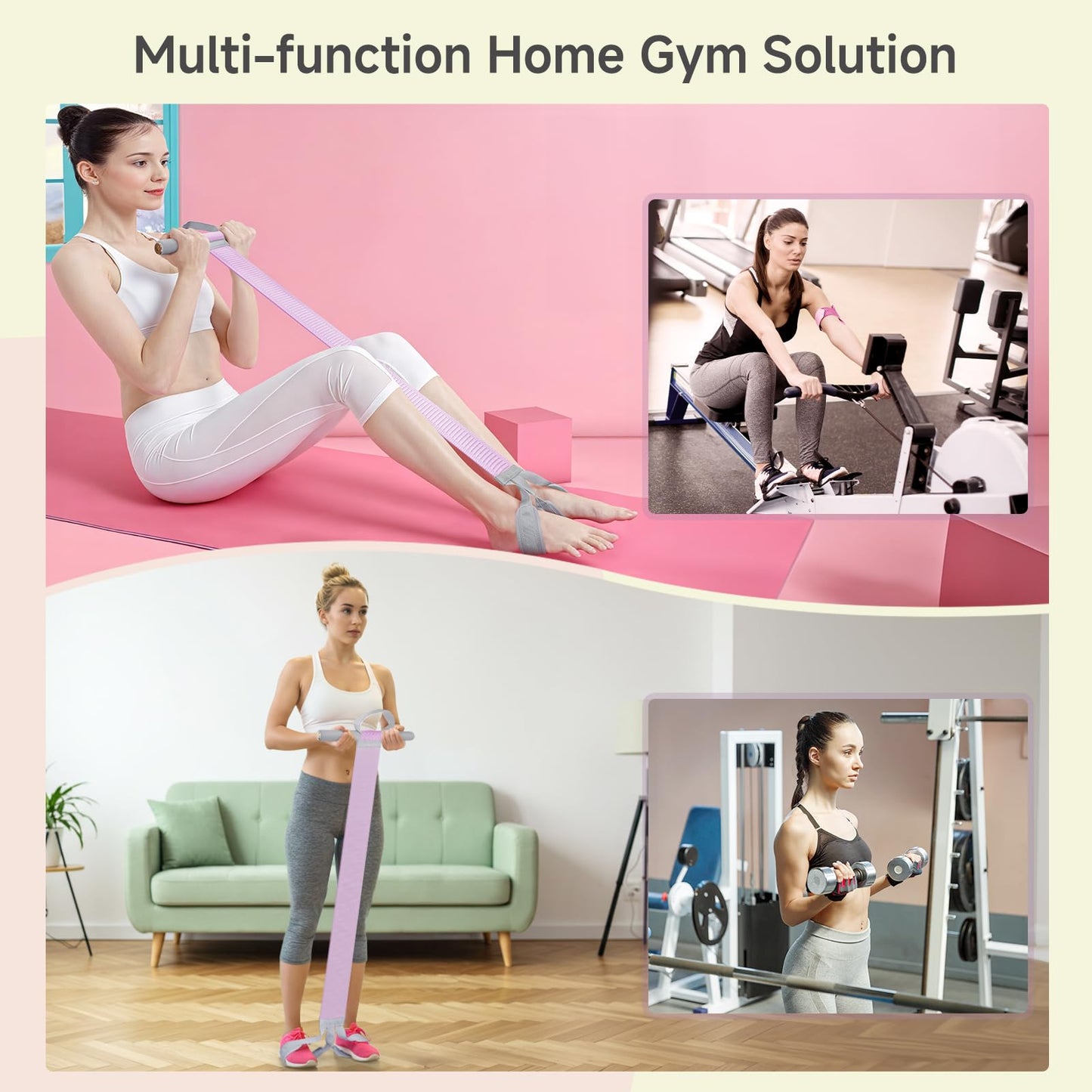 Resistance Band with Handles, VANiGO Elastic Exercise Band Resistance for Working Out 120lb Stretch Band for Exercise at Home Gym Workout Band for Body Stretching Muscle Training-Purple