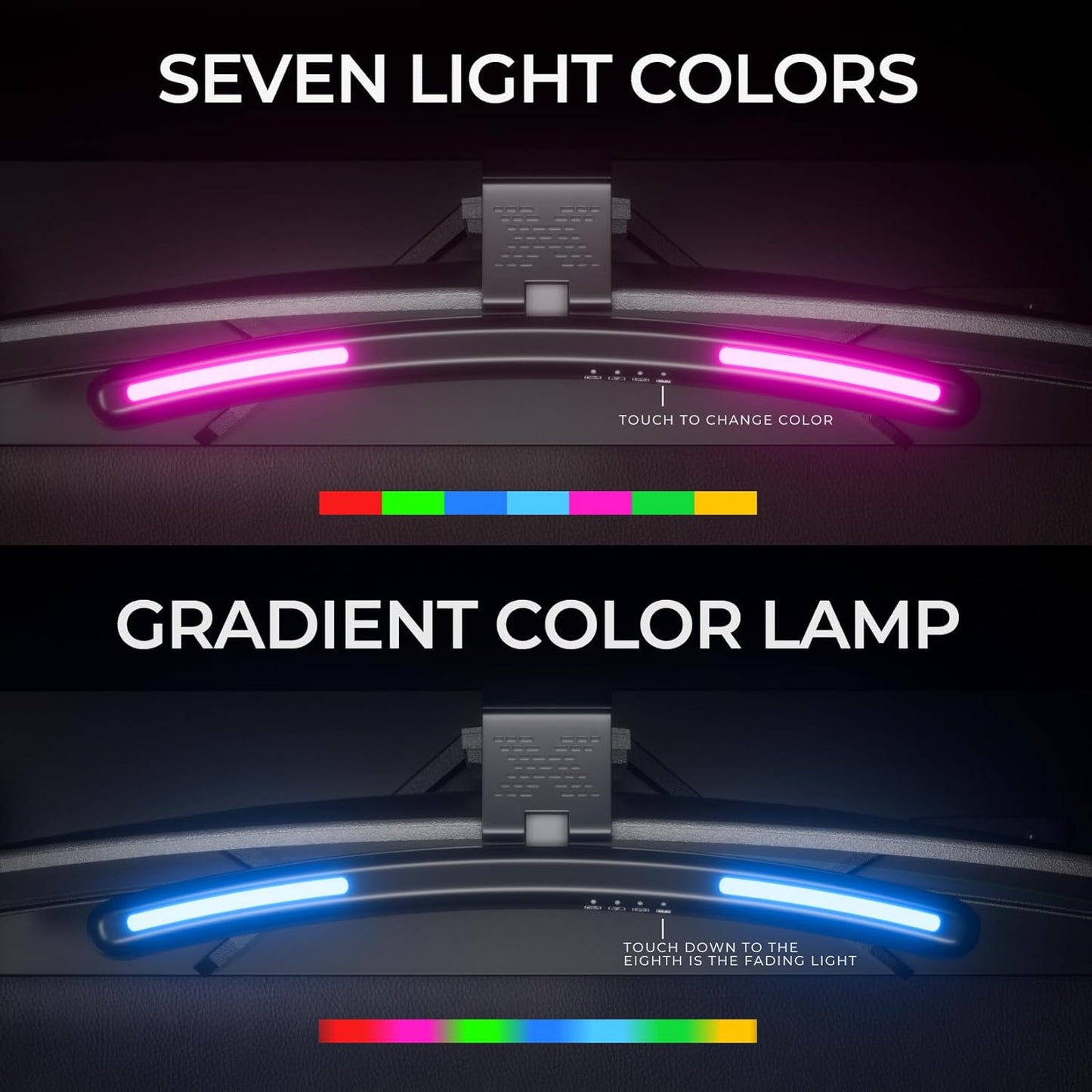 1500 mm Monitor Light Bar Curved, RGB Backlight, Computer Screen Lamp for Eye Care, Dual Light Mode with Touch Control