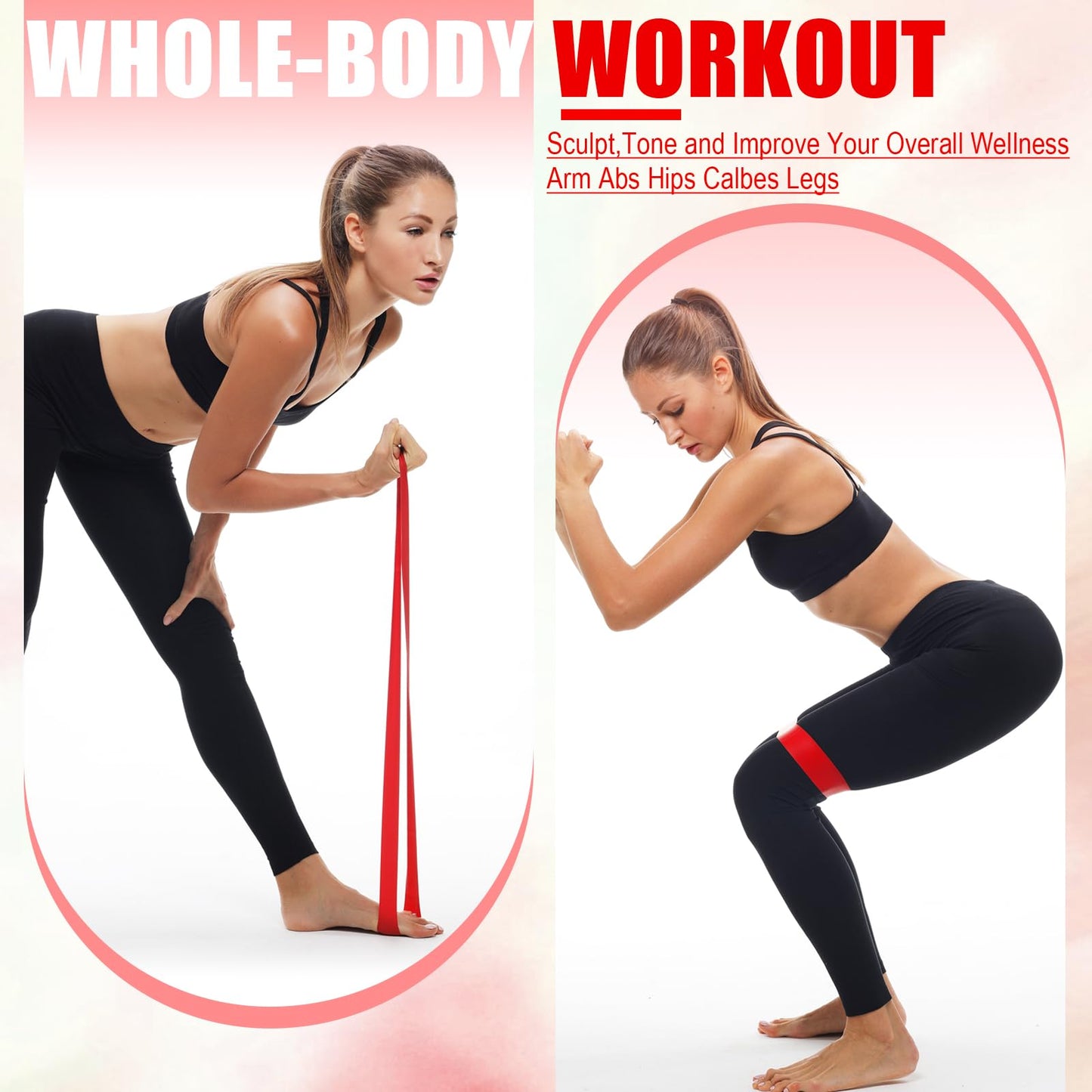 Deekin 20 Pcs Resistance Bands Resistance Loop Exercise Bands Exercise Equipment Elastic Drap Ring for Women and Men Home Fitness, Gym, Yoga(35-40 Lbs,Red)