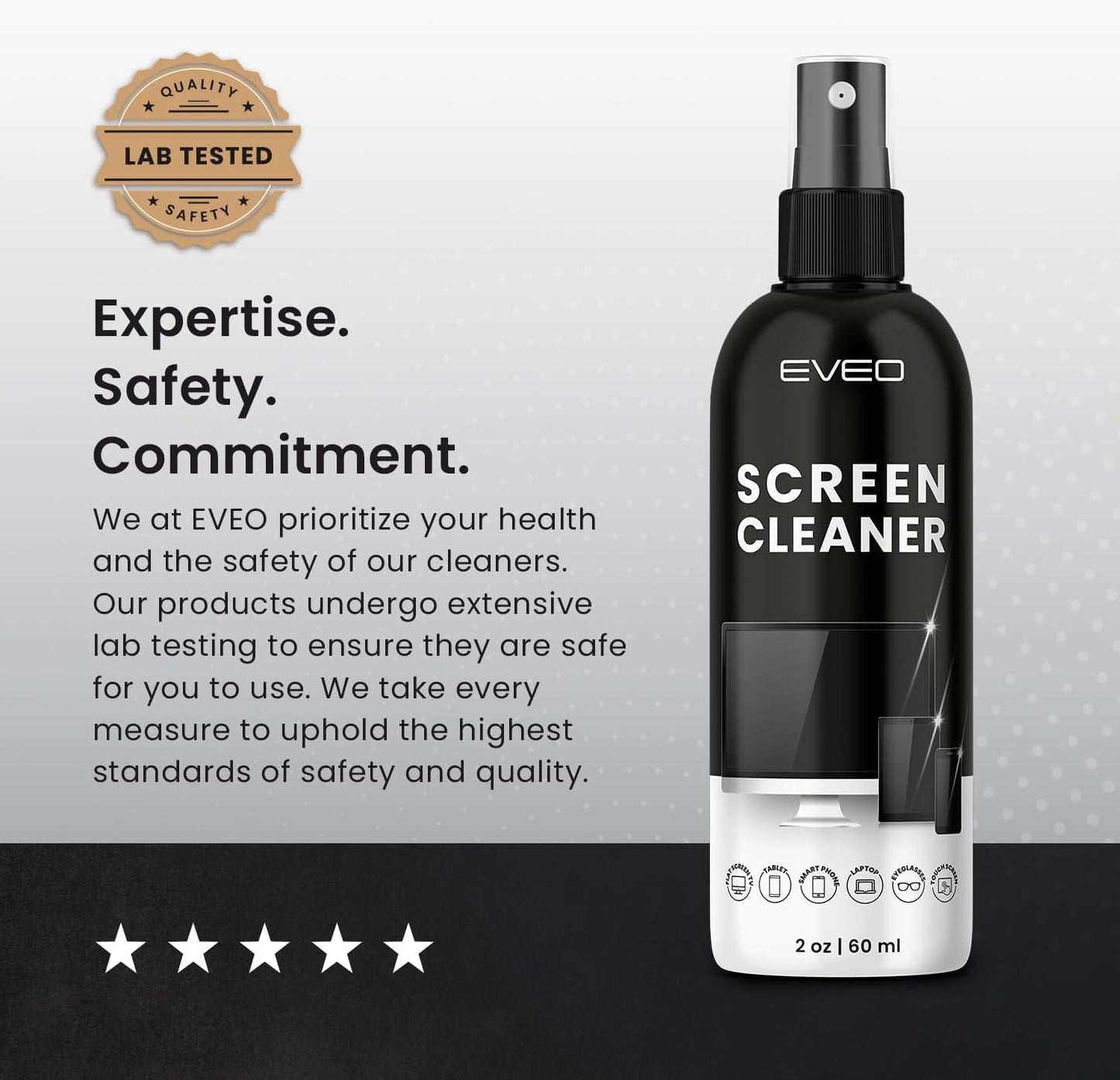 EVEO 2 (2oz) Screen Cleaner Spray and Wipe - TV screen cleaner spray and Microfiber cloths, Computer Screen Cleaner, TV