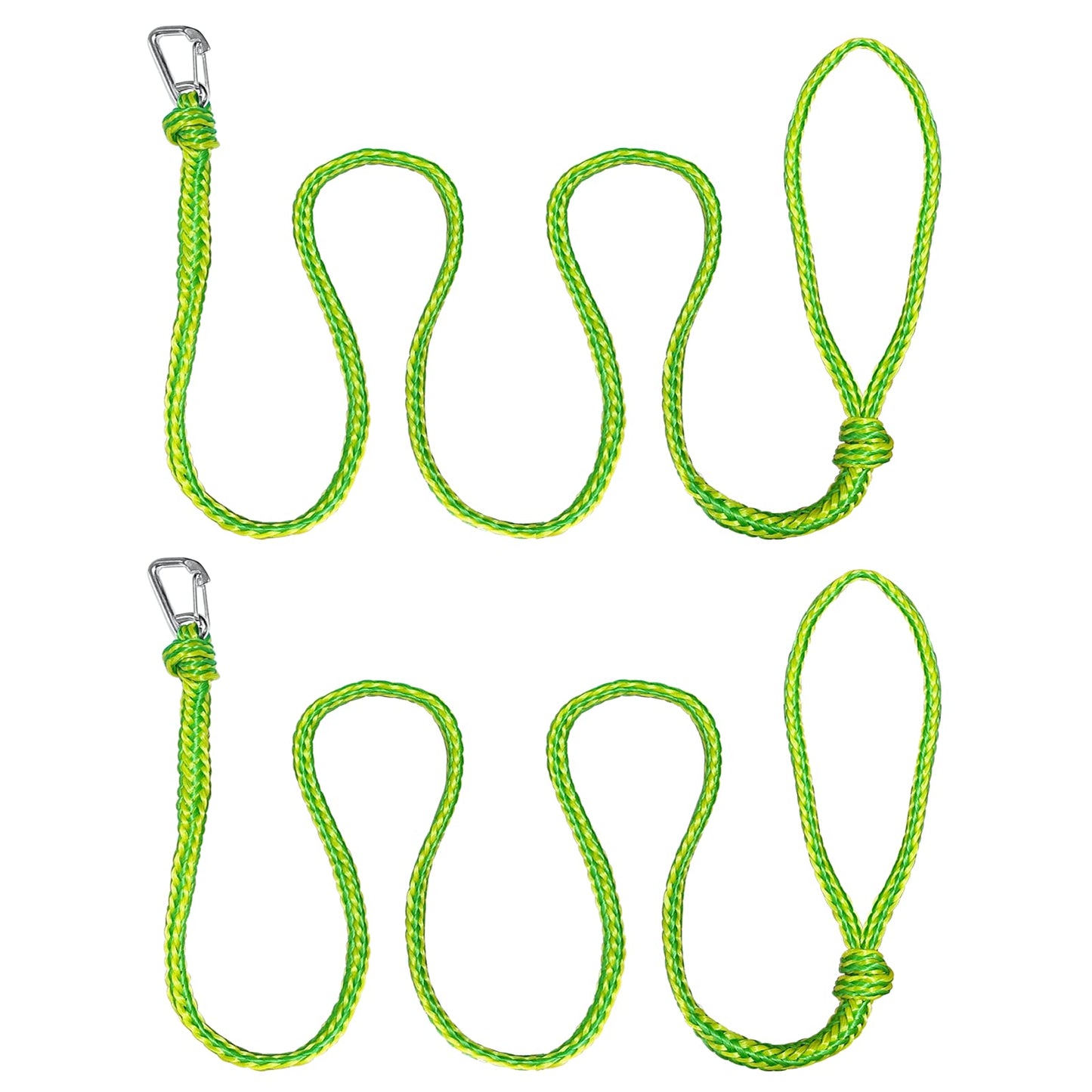 ISURE MARINE Kayak Tow Rope with Clip Dock Lines Heavy Duty Braided Line Ideal for Jet ski,watercraft Boat, Kayaking, Marine Sets of Two Ropes 1/2 Inch Diameter x 7ft Lengths Green