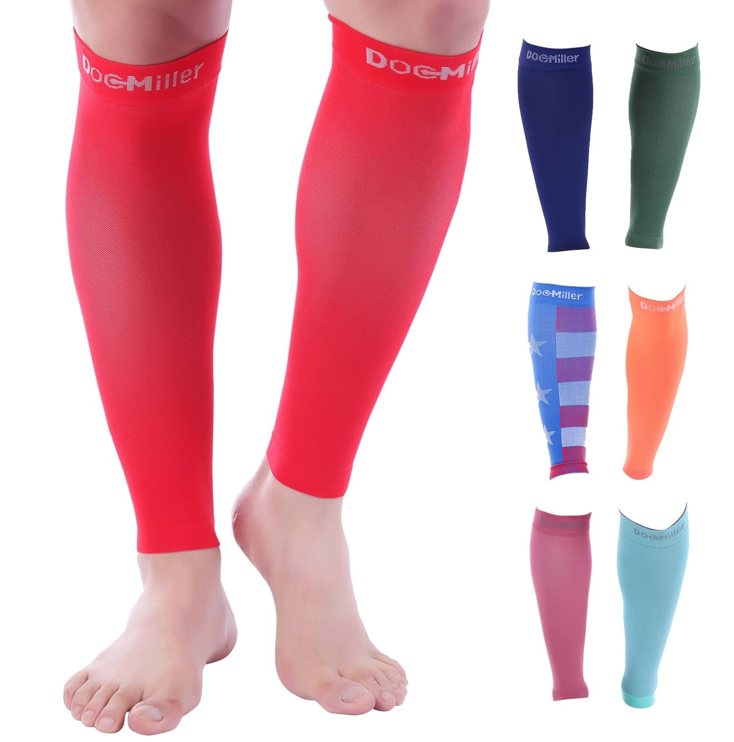 Doc Miller Compression Calf Sleeve for Men & Women – 20-30mmHg Graduated Support for Running, Shin Splints, Calf Strain – Knee High, Small to 6XL Plus Size
