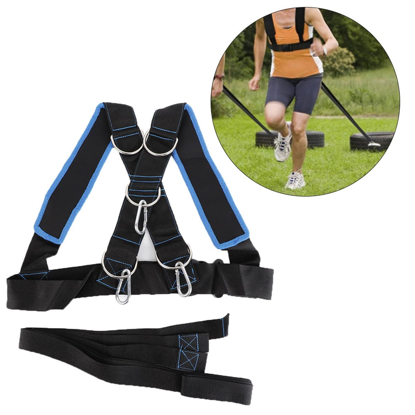 Adjustable Sled Harness for Resistance Training, Heavy-Duty Workout Rope Kit for Speed, Stamina & Strength Improvement