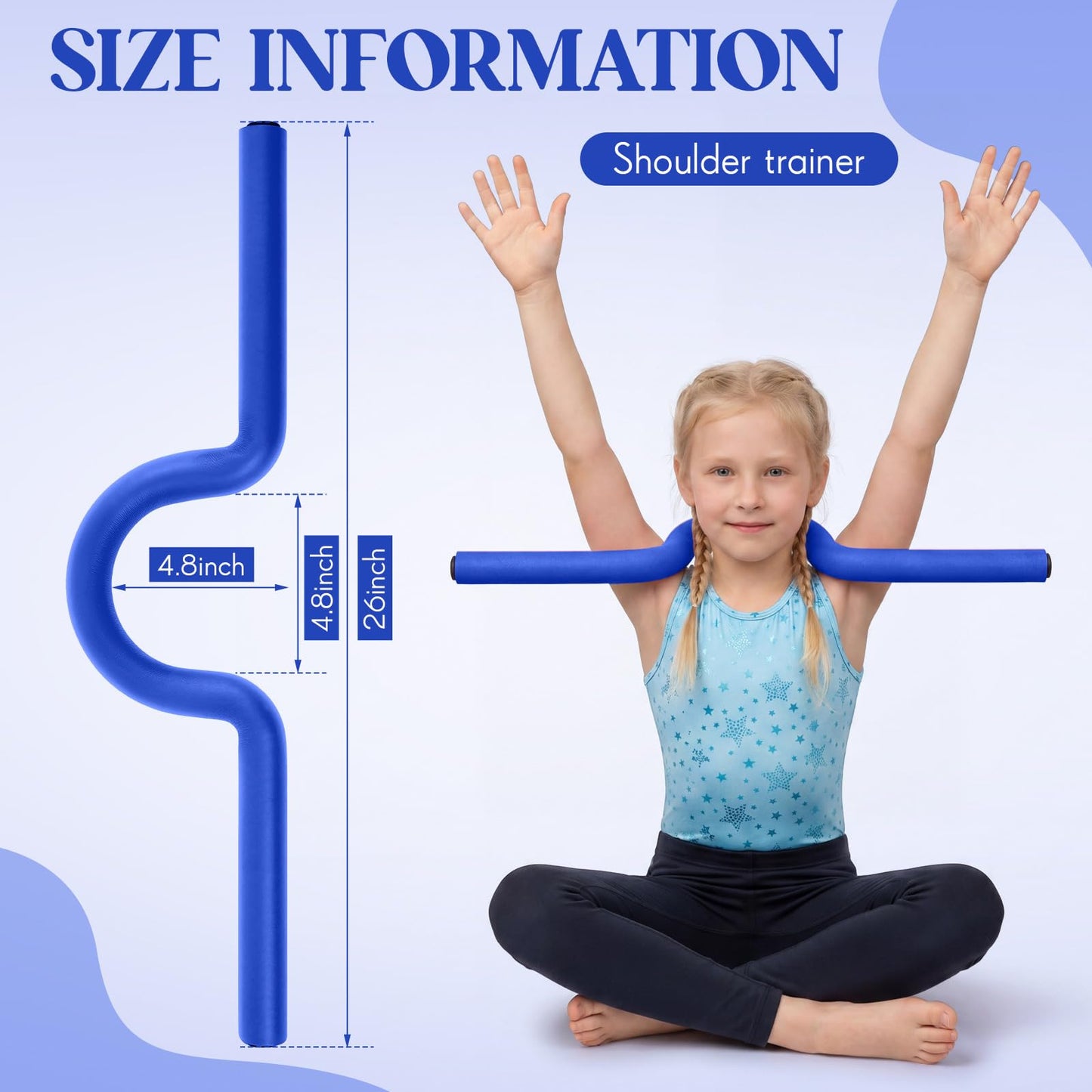 Teyva Daily 26" Gymnastics Open Shoulder Trainer, Professional Shoulder Flexibility Trainer for Gymnasts, Cheerleading & Handstand Training, Thoracic Mobility & Posture Corrector Equipment(Blue)