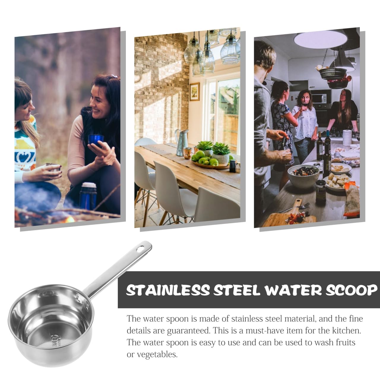 Yardwe Stainless Steel Soup Spoon Large Water Ladle with Long Handle 13.4 Inch Metal Kitchen Scoop for Cooking and Serving in Home and Restaurant