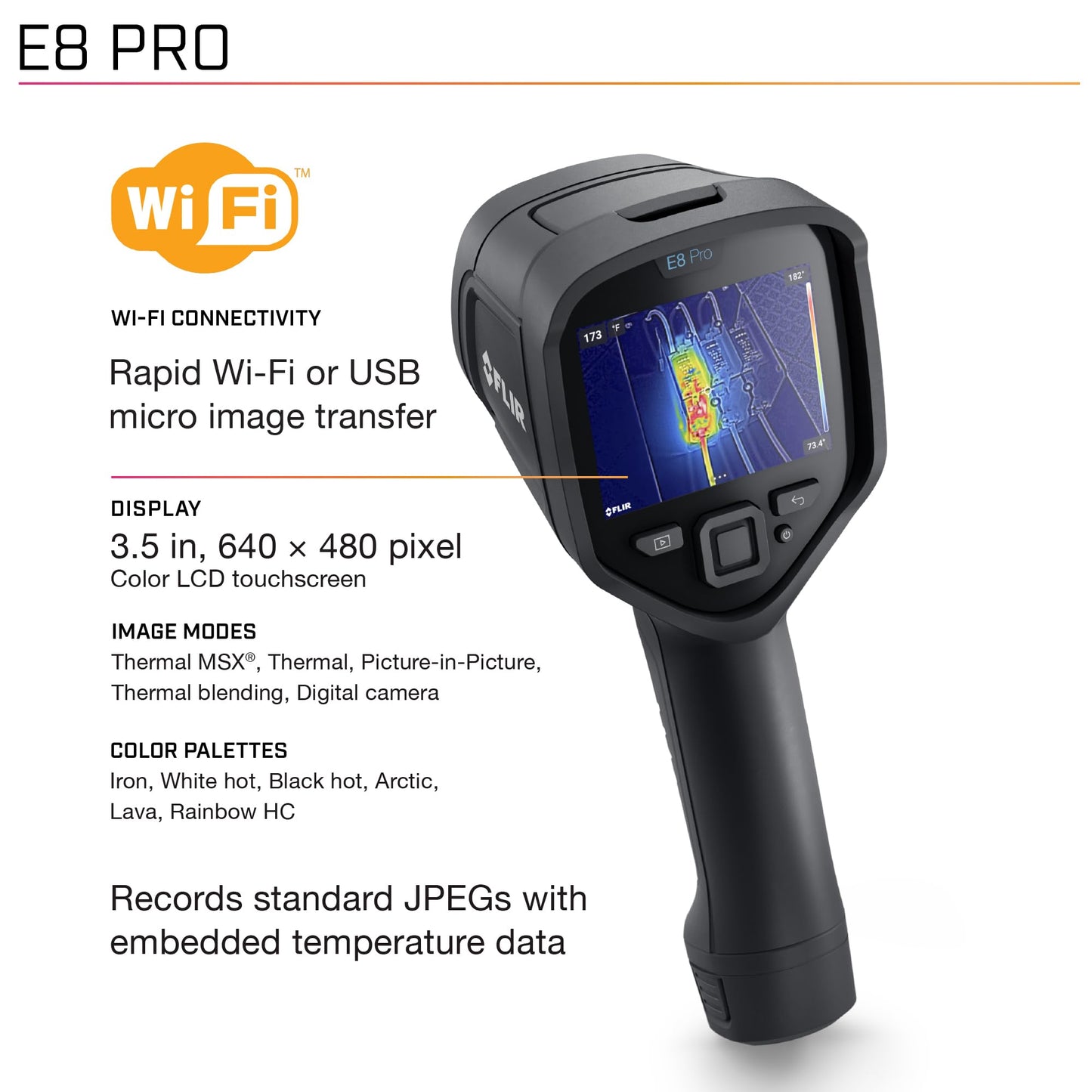 FLIR E8 Pro - Commercial Thermal Imaging Camera with Wifi, High Resolution Infrared Camera with FLIR Ignite Cloud