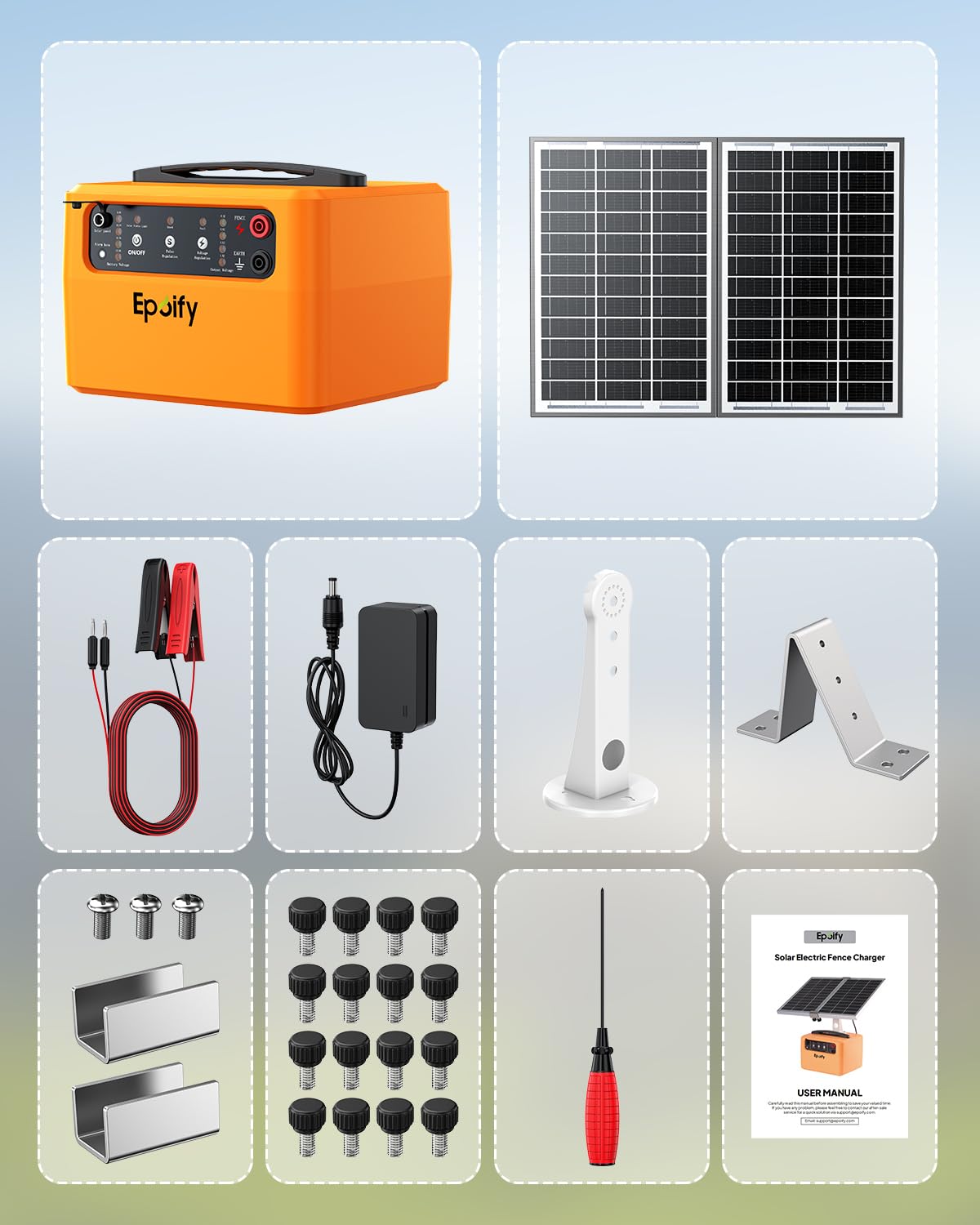Solar Electric Fence Charger 30 Mile, 0.3-1.5 Joule Adjustable Fence Energizer with 12000mAh Battery&Voltage Display, Solar+AC Powered Electric Fence Charger for Livestock, Deer and Raccoon Control