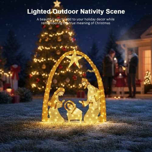 Lighted Outdoor Nativity Scene | Large Christmas Holy Family Yard Decoration for Festive Lawn Decor