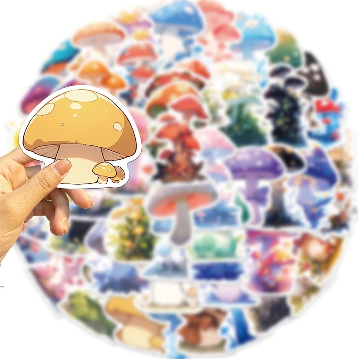 LIXIUDU 50 Pack Pcs Mushroom Cartoon Stickers for Kids Teens Adults Chanterelle Aesthetic Vinyl Decal Water Bottle
