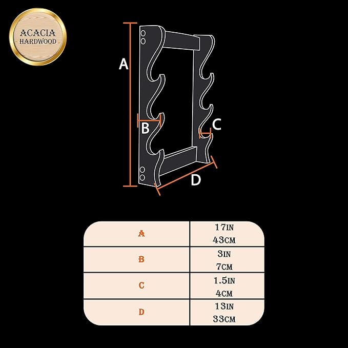 Mythrojan Solid Wood Sword Stand Medieval Sword Wall Mount Samurai Sword Display Stand Katana Sword Holder Gladiator Sword Wall Display Crusader Sword Stand Knife Stand for Display - Three Tier Stand