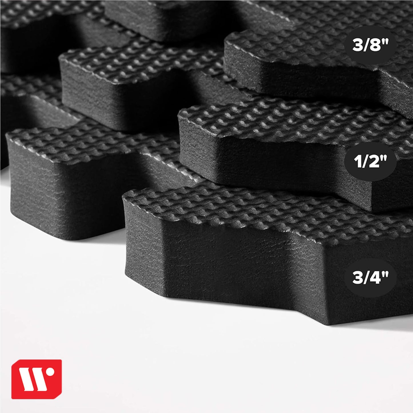 We Sell Mats 3/8 Inch Thick Multipurpose Exercise Floor Mat with EVA Foam, Interlocking Tiles, Anti-Fatigue for Home, or Gym, 24 in x 24 in