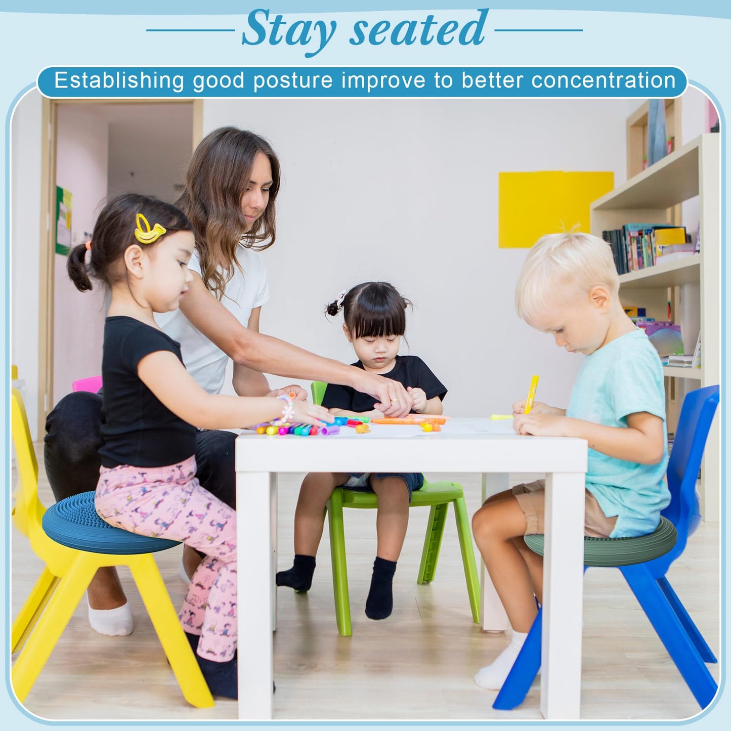 Libima 2 Pcs Wobble Cushion Wiggle Seat Flexible Sensory Seating Balance Disc Board for Men Women Physical Exercise Improving Posture Home Office(Blue and Green)