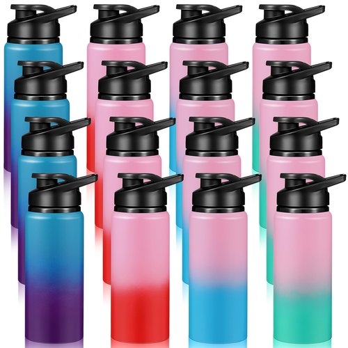 Mimorou 16 Pack Aluminum Water Bottles with Snap Lid Aluminum Reusable Sports Lightweight Leak Proof Water Bottles Bulk for Gym Hiking Cycling Sports Outdoor(20 oz)