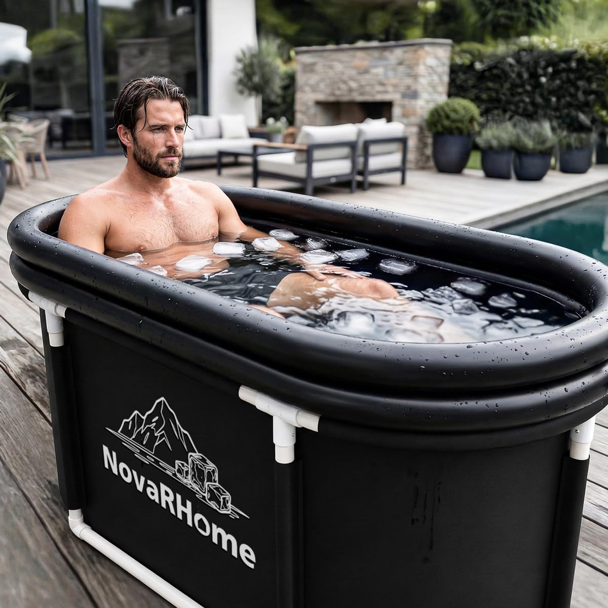 Ice Bath Tub for Athletes - 30in Deep Portable Cold Plunge for Recovery & Cold Water Therapy - 6-Layer Insulated Soaking Tub Stability & Dual-Outlet Rapid Drainage - Indoor Outdoor Adults