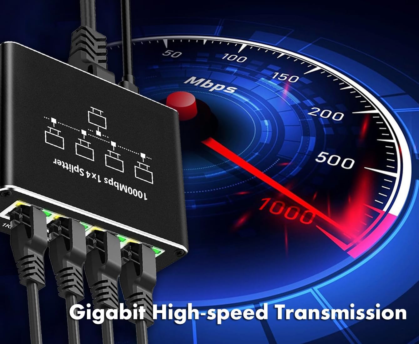 Siawclub 1 4, 1000Mbps RJ45 4 Cat5/5e/6/7/8 Ethernet Splitter to High-Speed Internet Splitter, Gigabit Port Router