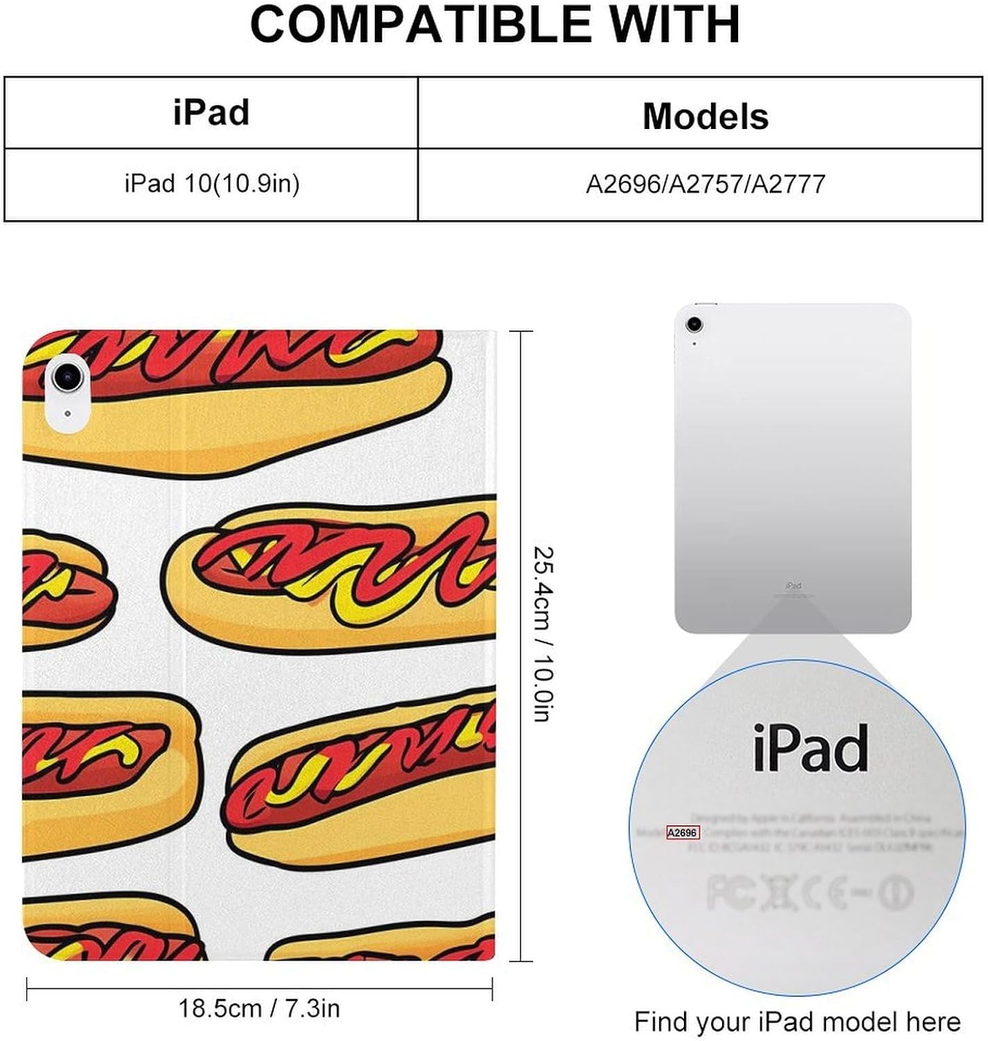 Generic 10th 9th 8th 7th (2021/2020/2019) Hot Dogs Mustard Ketchup Fashion Case Compatible with Generation Protective