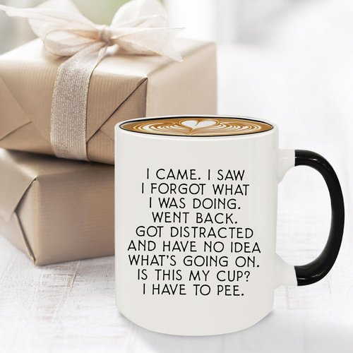 MQPPKJ I Came I Saw I Forgot Funny Coffee Mug 12oz, Birthday Gifts for Women Men, Gag Gifts Novelty Adult for Grandma Grandpa Mom Dad Gift Mothers Day Fathers Day Christmas