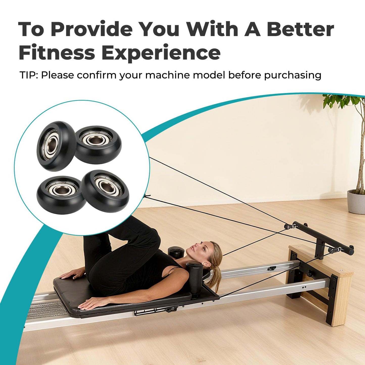 YIBEICO Roller Wheels for Aero Pilates Reformer, Replacement Roller Wheels for Pilates Reformer Machines, Smooth and Quiet Glide