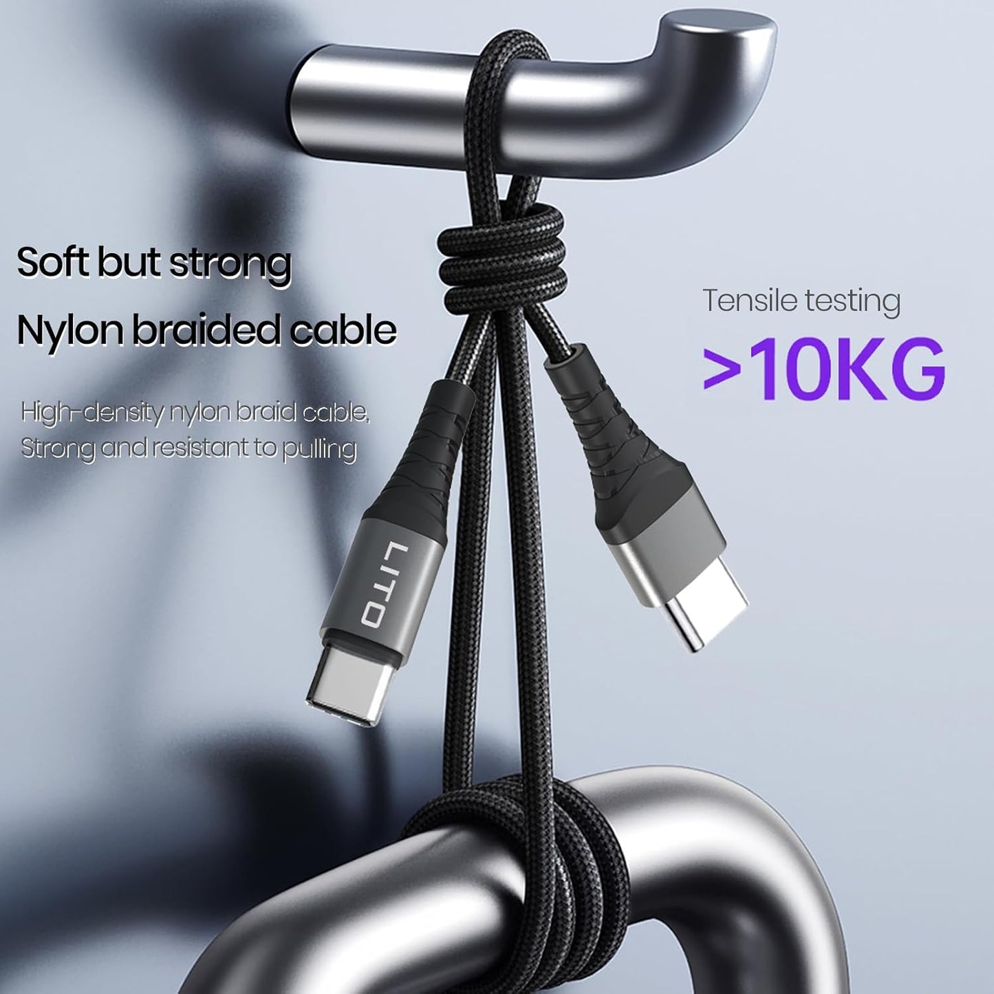 2-Pack 3.3FT, 60W 17 16 15 S25 S24, LITO USB C to USB C Cable PD Fast Charger for iPhone Pro Max, Samsung Galaxy iPad