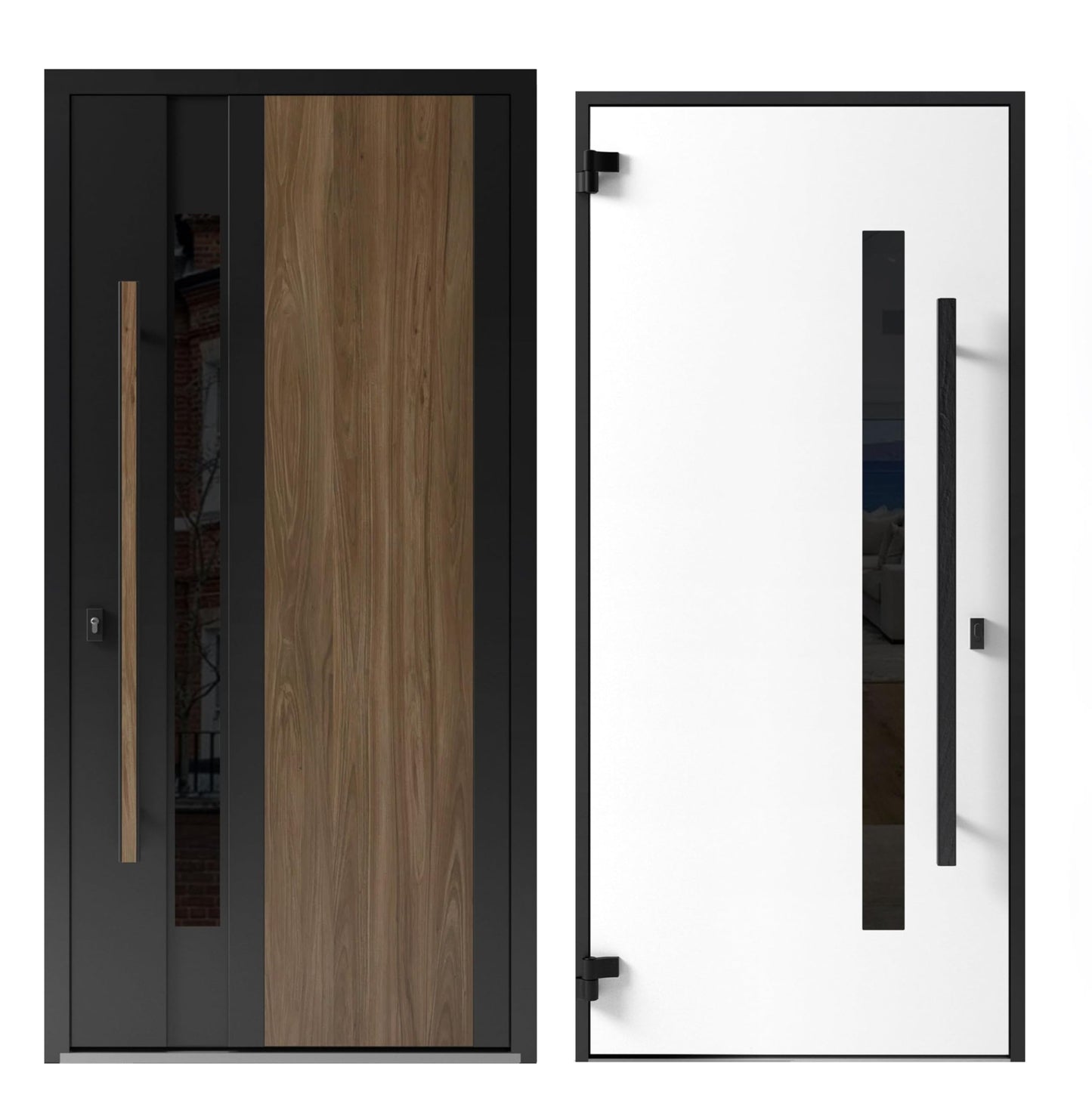 VDOMDOORS Front Exterior Prehung Steel Door/Dekton 0163 Venezia Noce/Entry Metal Modern Painted W36 x H80 Left Hand Inswing