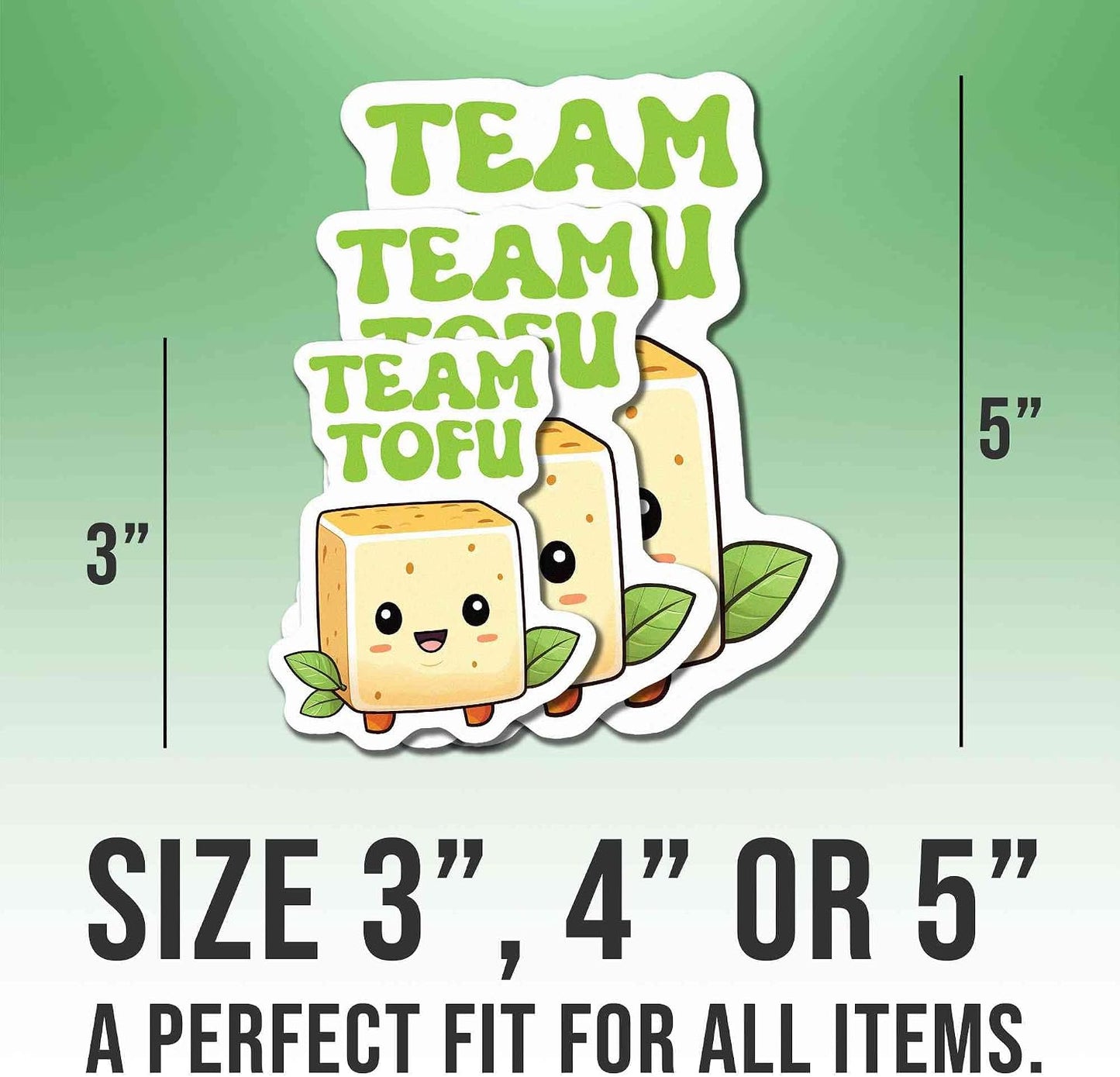 5" Vegan Stickers Veganer Decals Team Tofu Vinyl Stickers, Weather-Resistant Sticker for Water Bottles Laptop Window