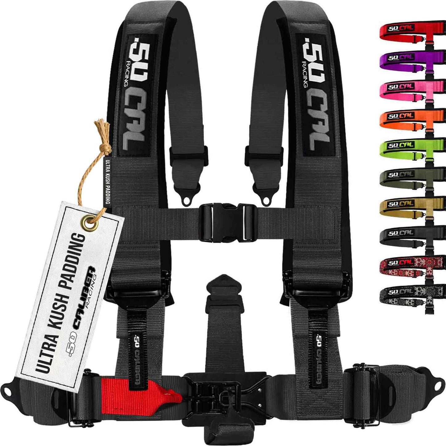 1pc 5 Point Harness for Bucket Seat, Quick Release, 10 Color Options, Racing Harness 5 point, Race Car, Off Road, UTV, RZR (Stealth Black 5pt, 3in) [6365]