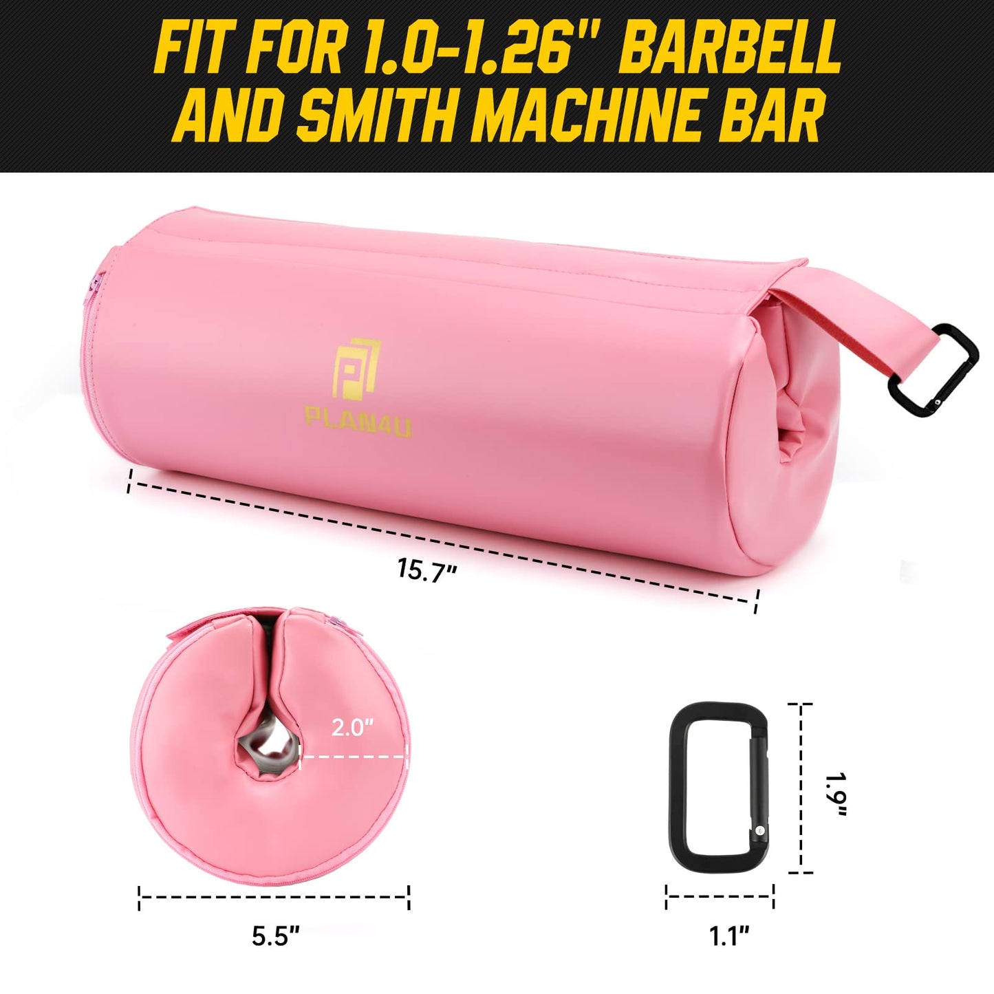 Plan4U Barbell Pad for Bench Press Hip Thrust Weightlifting, Upgraded Board Press with 2 inches Non-Slip Thickness Leather Foam Pad Fits Standard Olympic Bars for Powerlifting Bench Workout, Pink