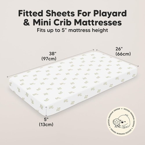 Elly Mini Crib Sheets - 2-Pack Fitted Organic Cotton Bedding | Soft & Breathable 38x26 Playard Covers
