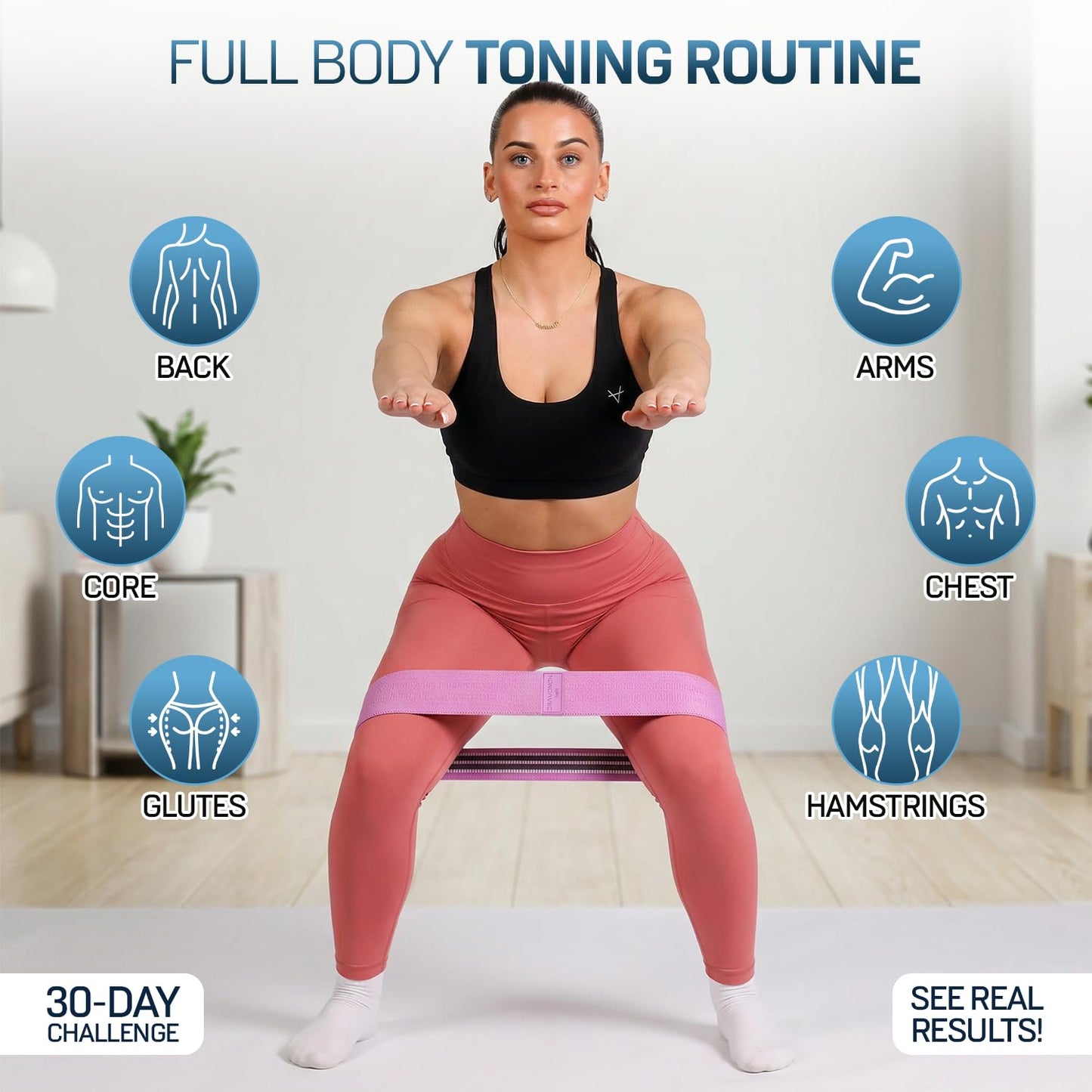 Resistance Bands, Workout Bands, Exercise Bands for Working Out with Workout Bands Guide, 4 Levels Booty Bands, Leg Exercise Bands Resistance, Glute Bands, Non-Slip Fabric Elastic Bands for Men Women