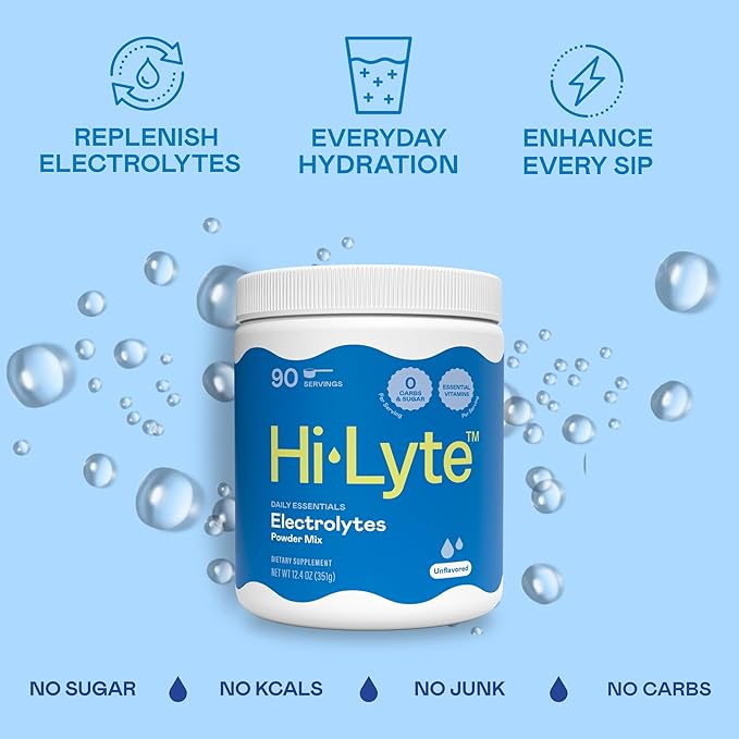 Hi-Lyte Daily Essentials Electrolytes Powder Mix Unflavored, 90 Servings