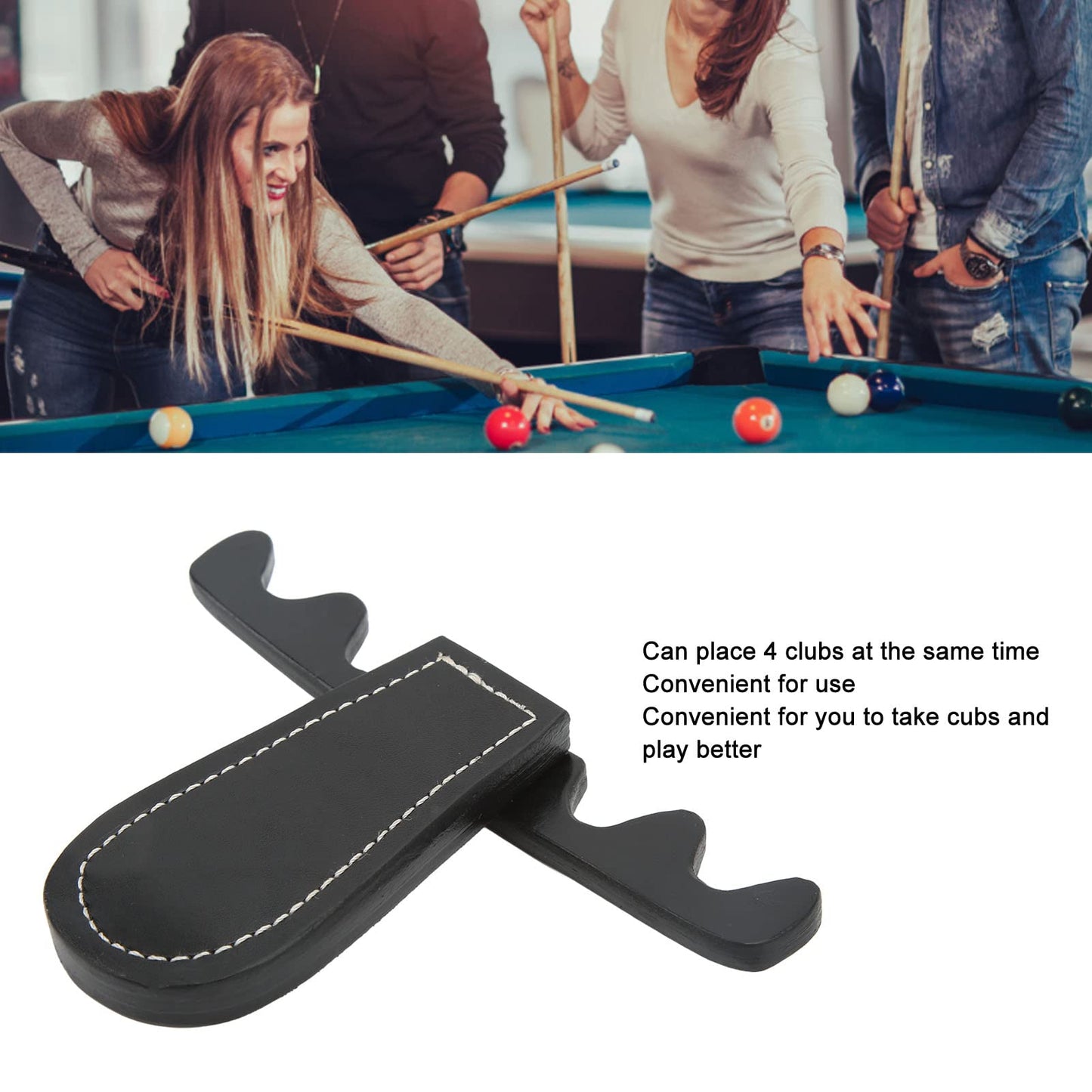 Diydeg Pool Stick Holder, Portable Collapsible Cue Rest Cue Stick Holder Holds 4 Cues Against Table, Saddle Leather Billiard Cue Rack Pool Cue Holder Claw for Pool Table, Bar and Chair