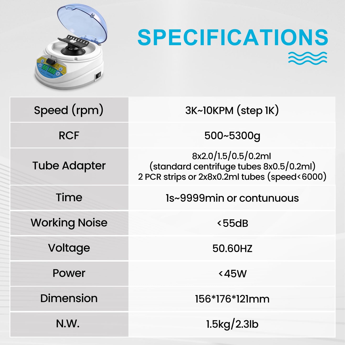 AMTAST Mini Centrifuge 10,000 RPM Adjustable Lab Benchtop Centrifuges Includes 8-Place Micro Tube Rotor & 16-Place PCR Strip Rotor Mini Desktop Centrifuge (Model AMT-M06)