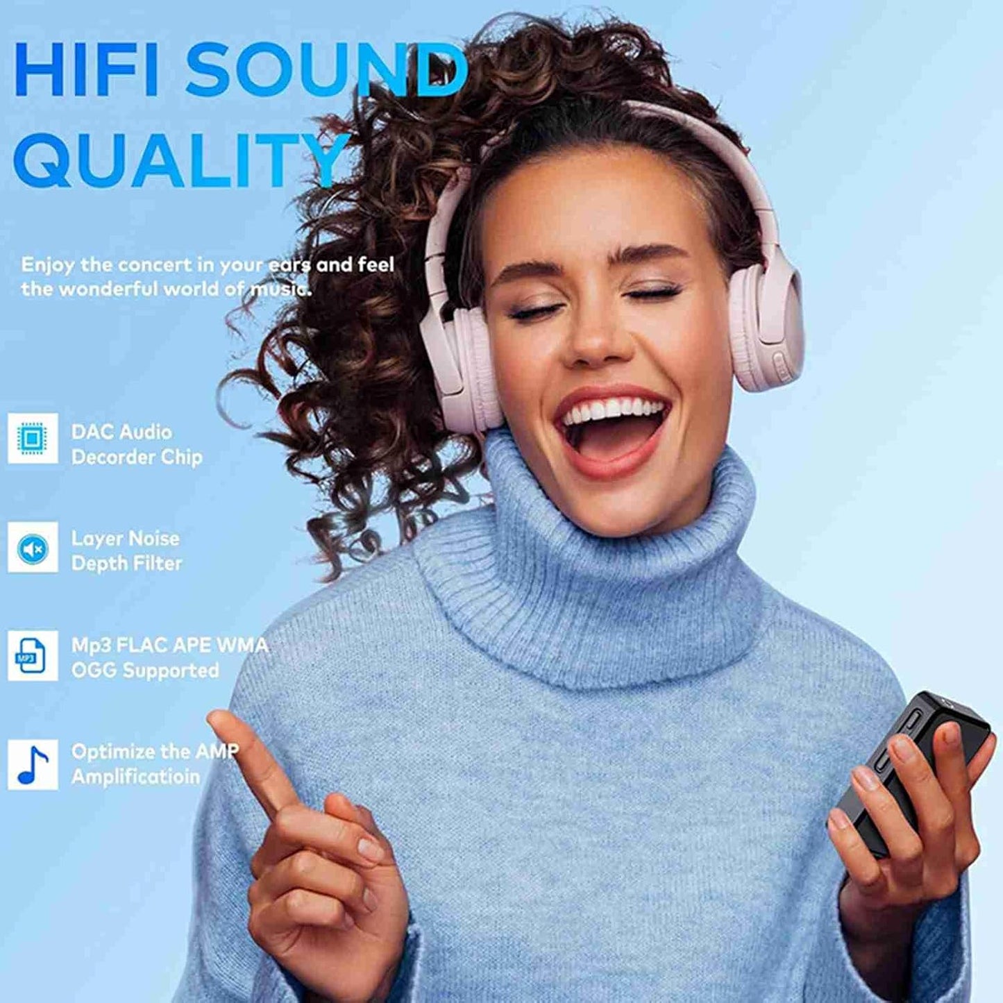 SENECESLI MP3 MP4 Mp3 Player with Bluetooth, Music Player with USB Charging, HiFi Sound Quality, Digital Music Player