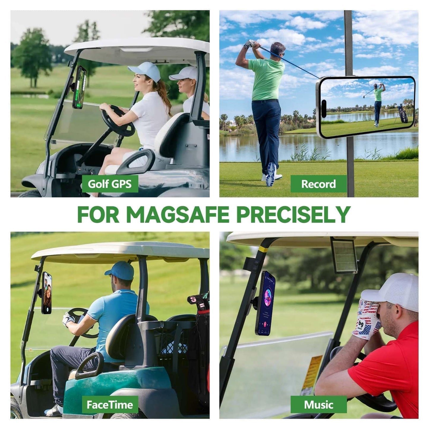 MBYLOEBA Magnetic Golf Cart Phone Holder & Gym Mount - N52 Strong Magnet for Any Metal Surface, Versatile Golf Cart Accessories, for Dad, Fits MagSafe iPhone 17-12 (Black)