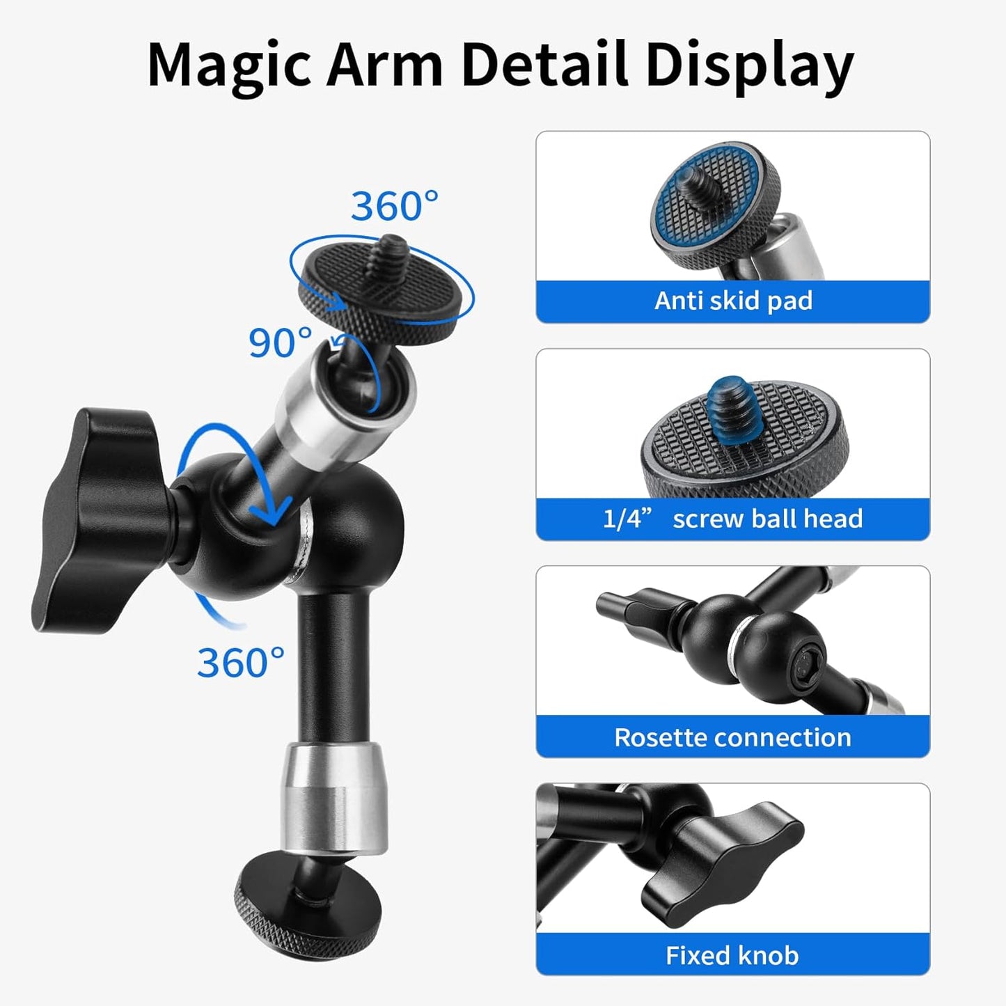 Selens 88MM 6inch Adjustable Car Magnetic Camera Mount Kit: Magnetic Base and Magic Arm, Magnet Mount for Action