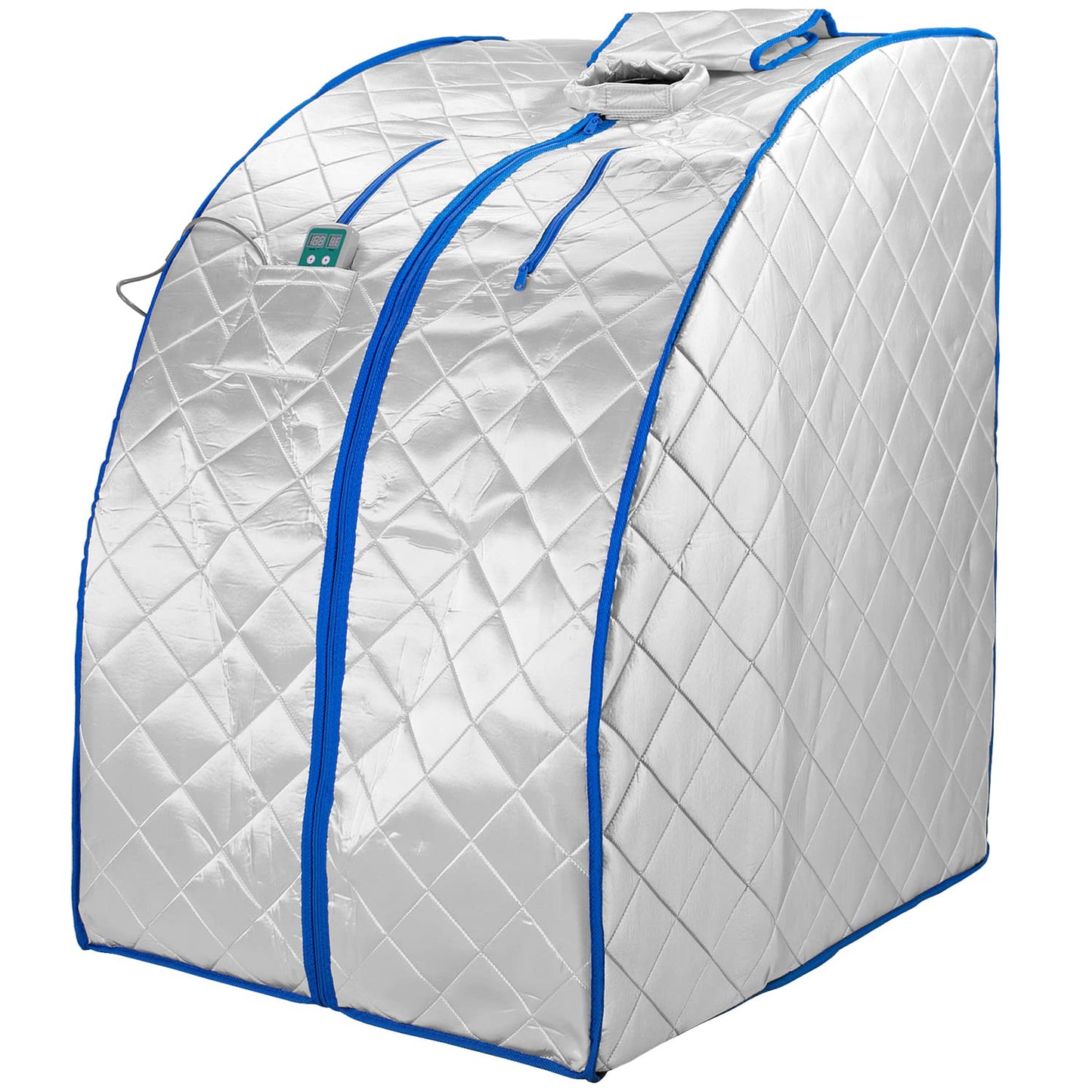 Infrared FAR IR Negative Ion Portable Indoor Personal Spa Sauna by Durherm with Air Ionizer, Heating Foot Pad and Chair, 30 Minutes Timer, Large, Silver