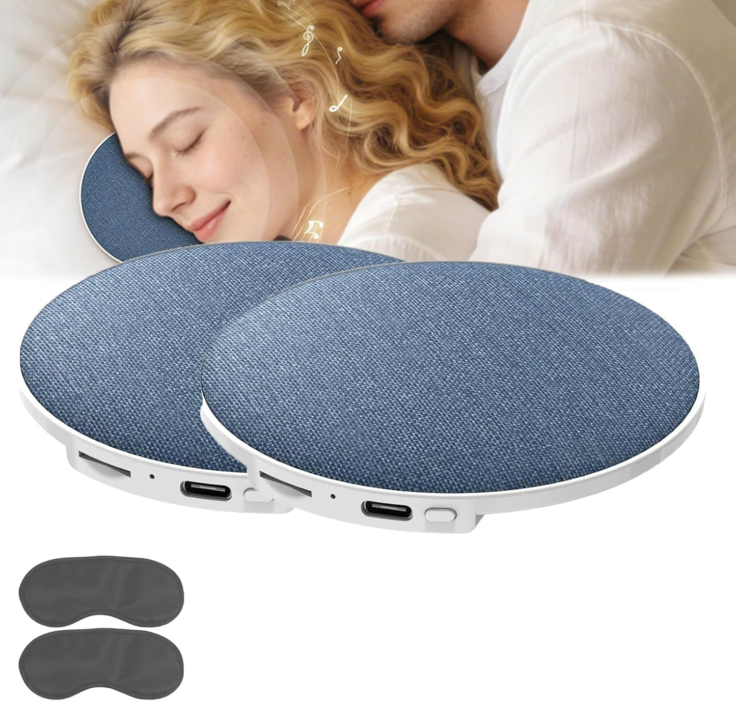 Generic (2) Bluetooth Pillow Speaker, Under Pillow Speaker Bluetooth Pillow Speaker for Sleeping, Mini Portable White