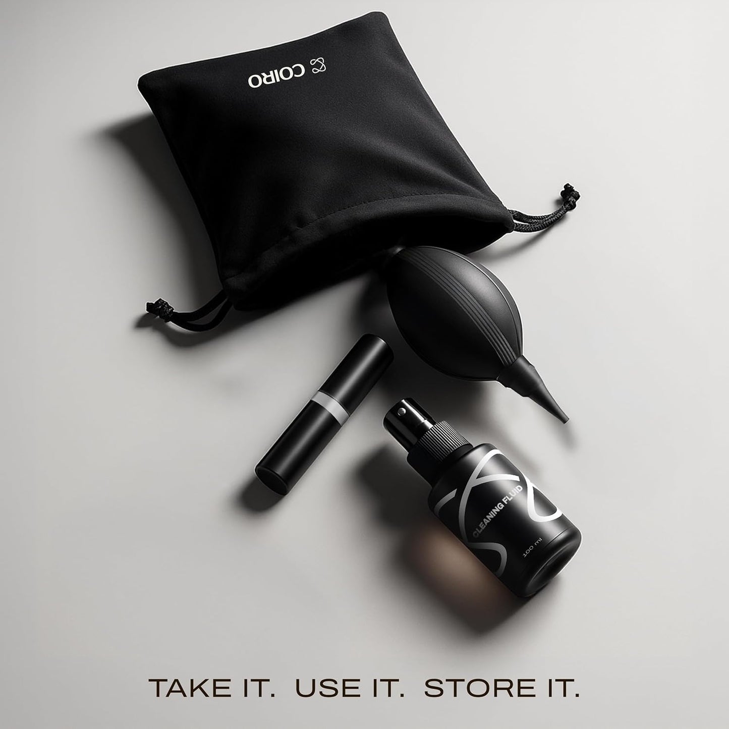 C Coiro 100ml, Coiro Camera Lens Cleaning Kit Camera Air Blower, Lens Cleaner Spray Soft Brush, Wet Wipes & Cloth DSLR