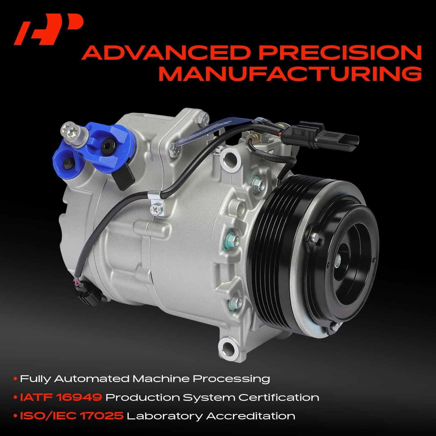 A-Premium Air Conditioner AC Compressor with Clutch Compatible with BMW X5 2007-2010, X3 2008-2010, X6 2008-2010, L6 3.0L, Without Adaptive Drive, 6 Grooves, CSE717 Compressor