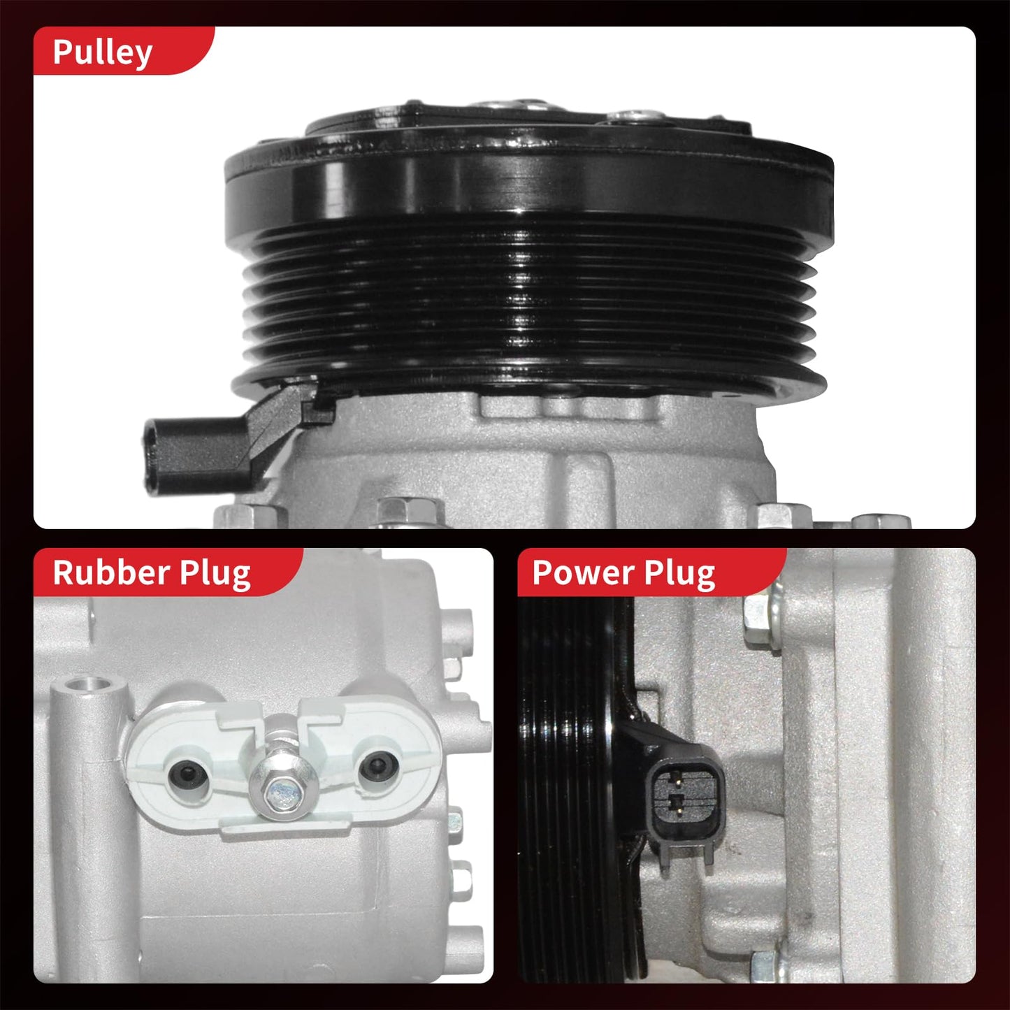 PHOBOOS A/C Compressor with Clutch Compatible with Ford Expedition 2003-2004 V8 4.6L/2003-2006 V8 5.4L & Lincoln Navigator 2003-2006 V8 5.4L, Fast Cooling, Low Noise, Easy Installation, Ref. 98557