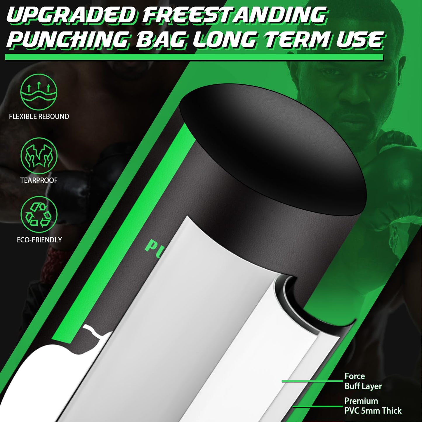 Freestanding Punching Bag with Gloves, 70'' Heavy Boxing Bag with Stand for Adult Teens, Standing Women Men Inflatable Kickboxing Bags for Beginners Training MMA Muay Thai Fitness